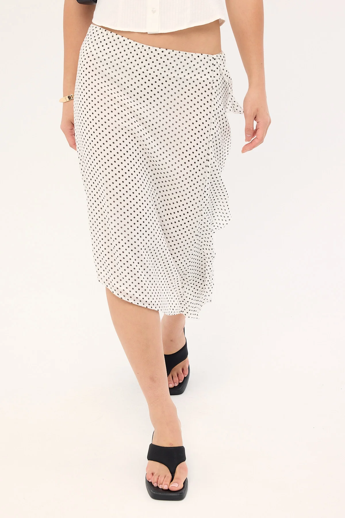 Motel Neza Skirt White Basic Polka Black - Image 6