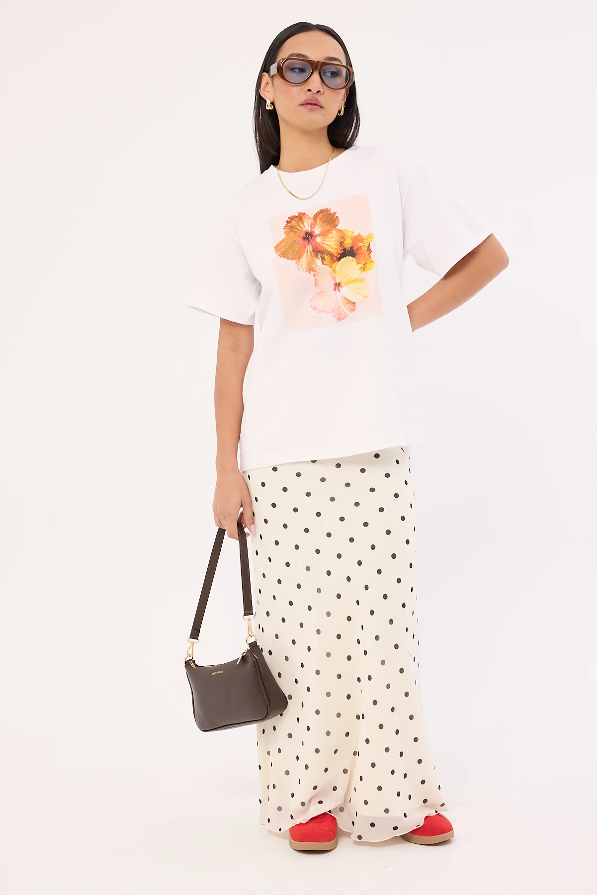 Motel Oversize Basic Tee White Hibicus - Image 2