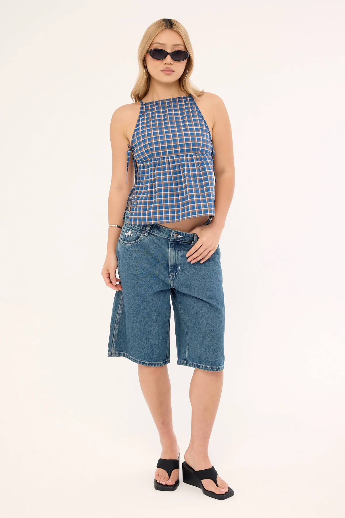 Motel Palsi Top Medium Tartan Blue - Image 3