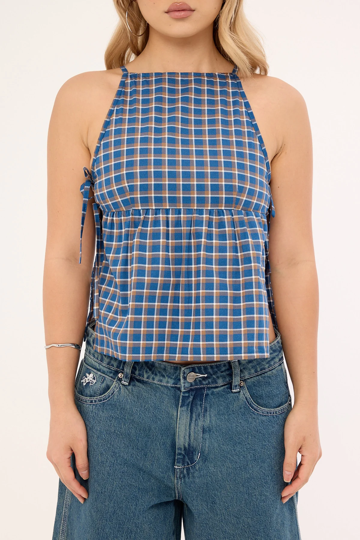 Motel Palsi Top Medium Tartan Blue - Image 8