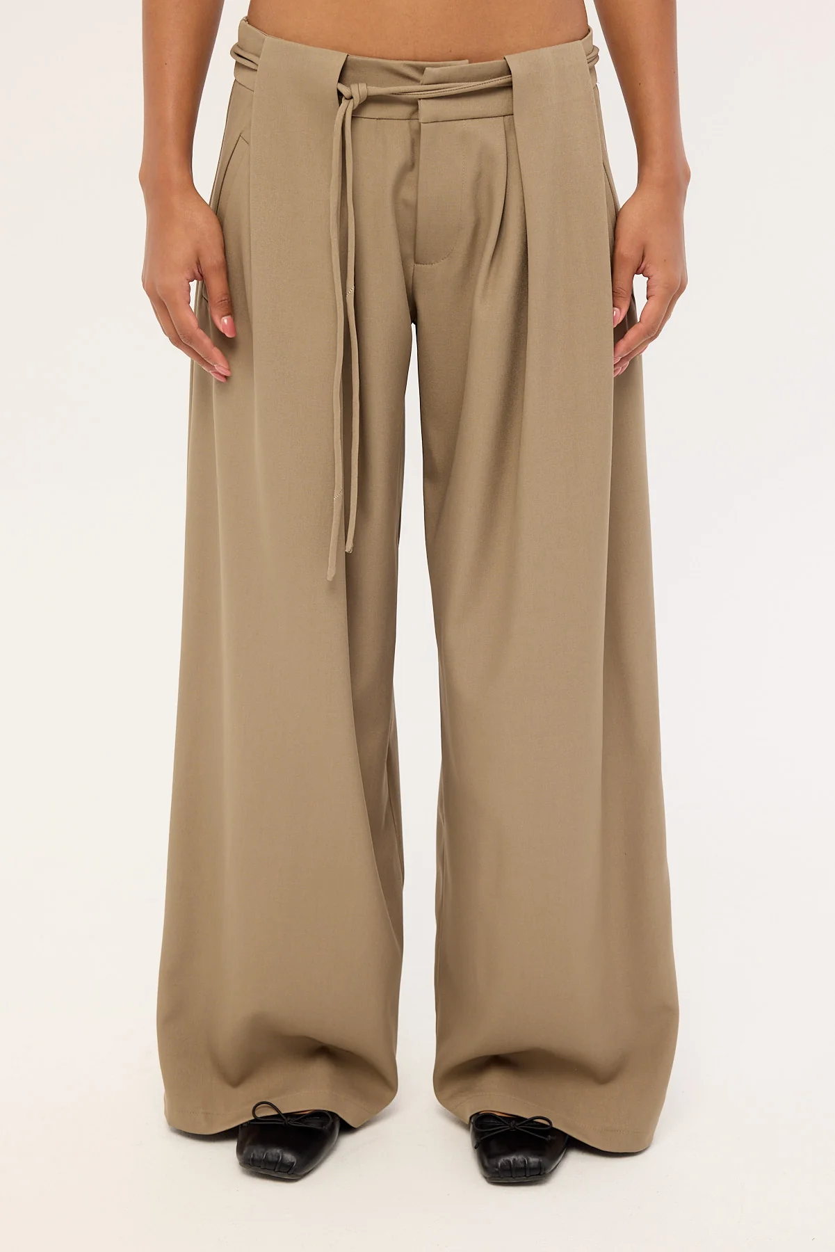 Motel Rivela Tie Waist Trouser Taupe - Image 7