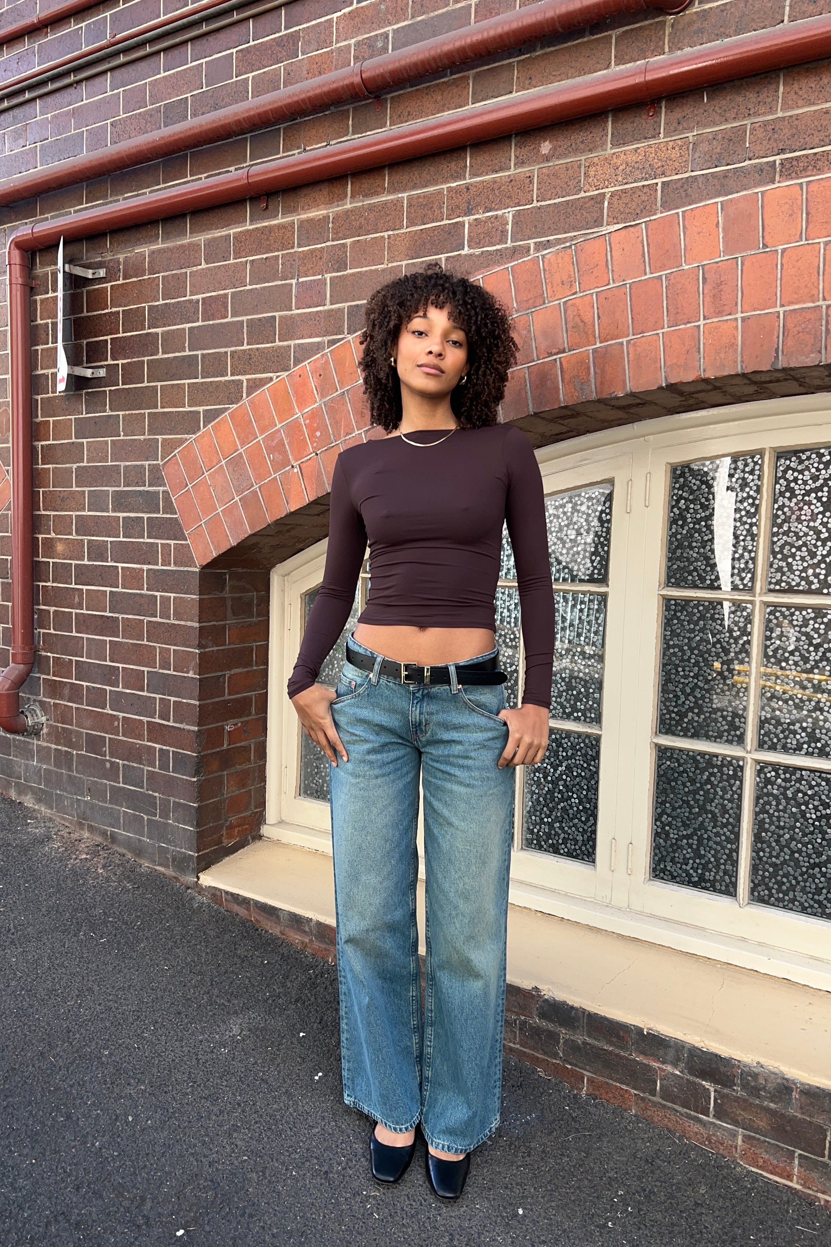 Motel Roomy Extra Wide Low Rise Jean Vintage Blue Green - Image 10