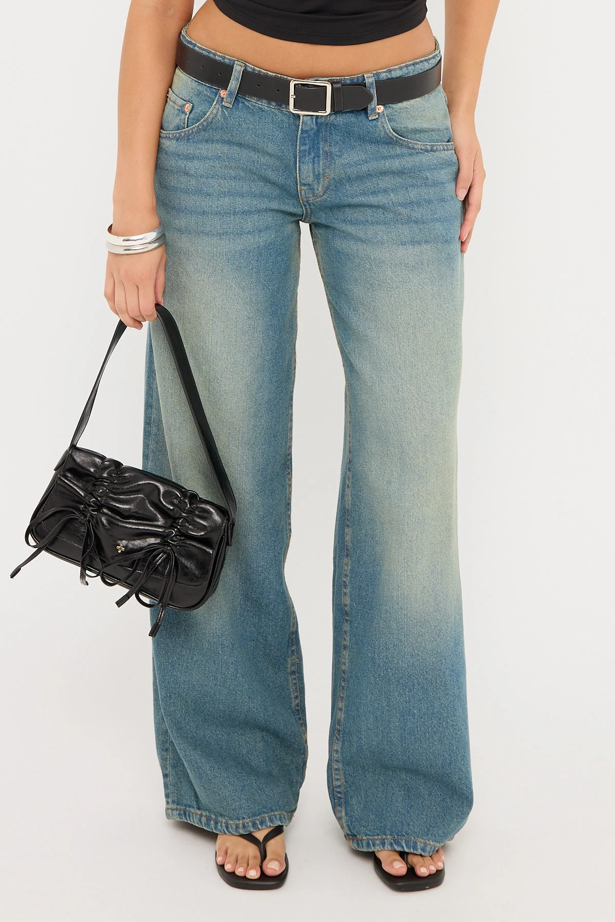 Motel Roomy Extra Wide Low Rise Jean Vintage Blue Green - Image 7