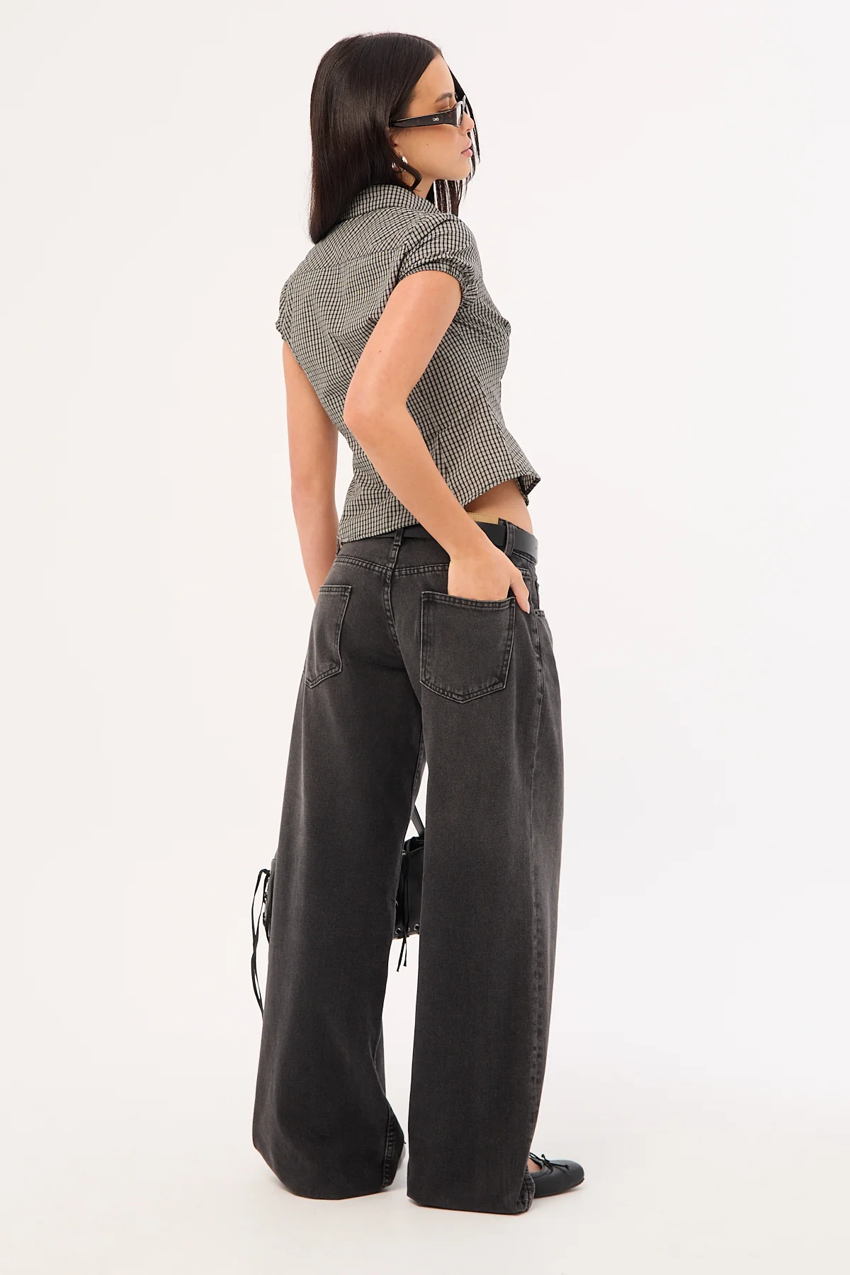 Motel Roomy Low Rise Jean Washed Black Grey - Image 4