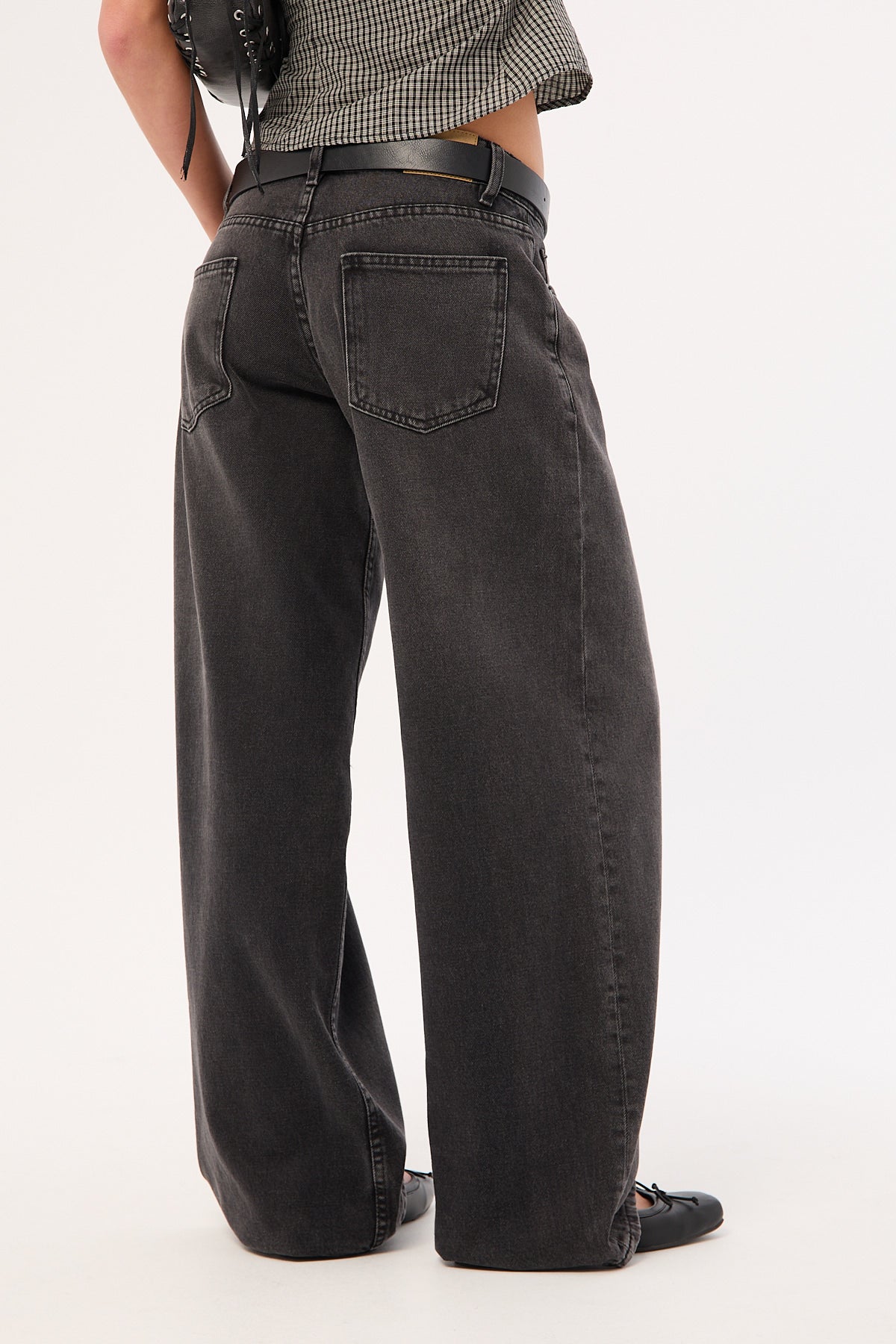 Motel Roomy Low Rise Jean Washed Black Grey - Image 7