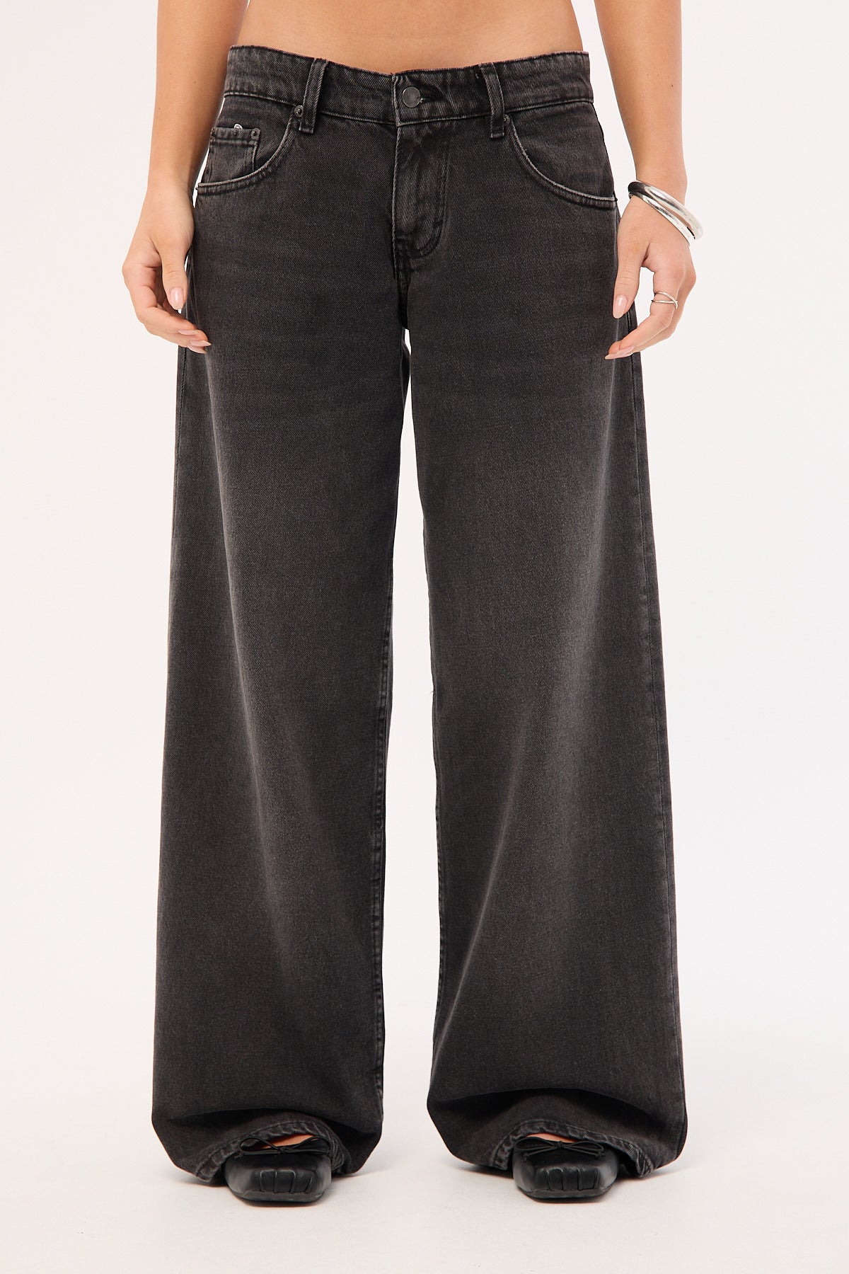 Motel Roomy Low Rise Jean Washed Black Grey - Image 8