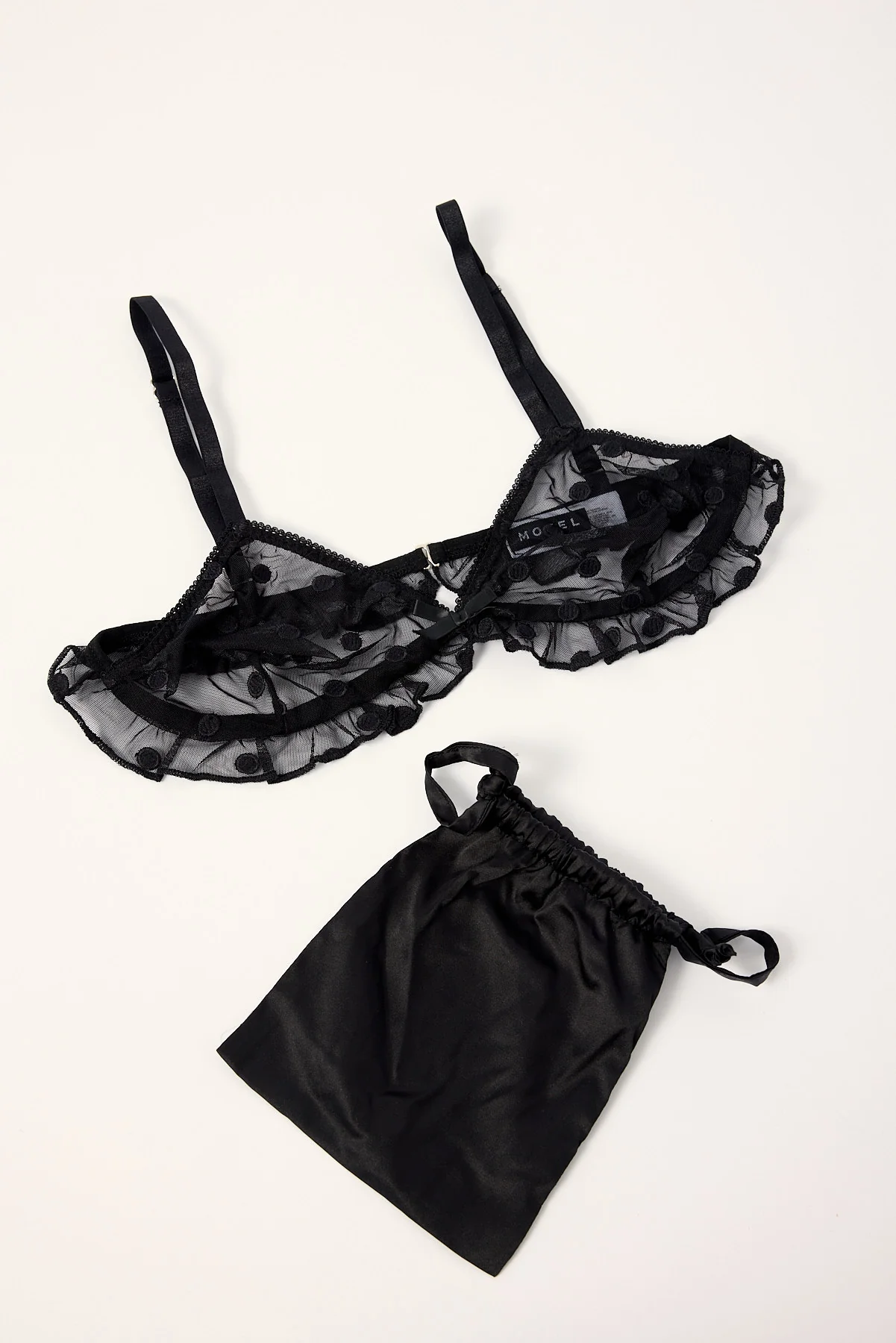 Motel Rua Bra Black Mesh with Polka Embroidery - Image 2