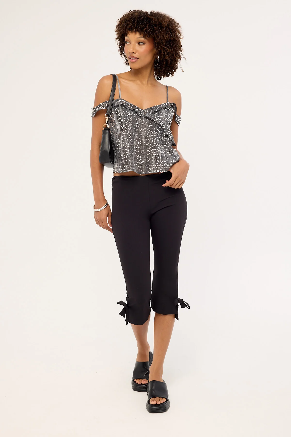 Motel Savira Top Chiffon Sequin Grey - Image 2