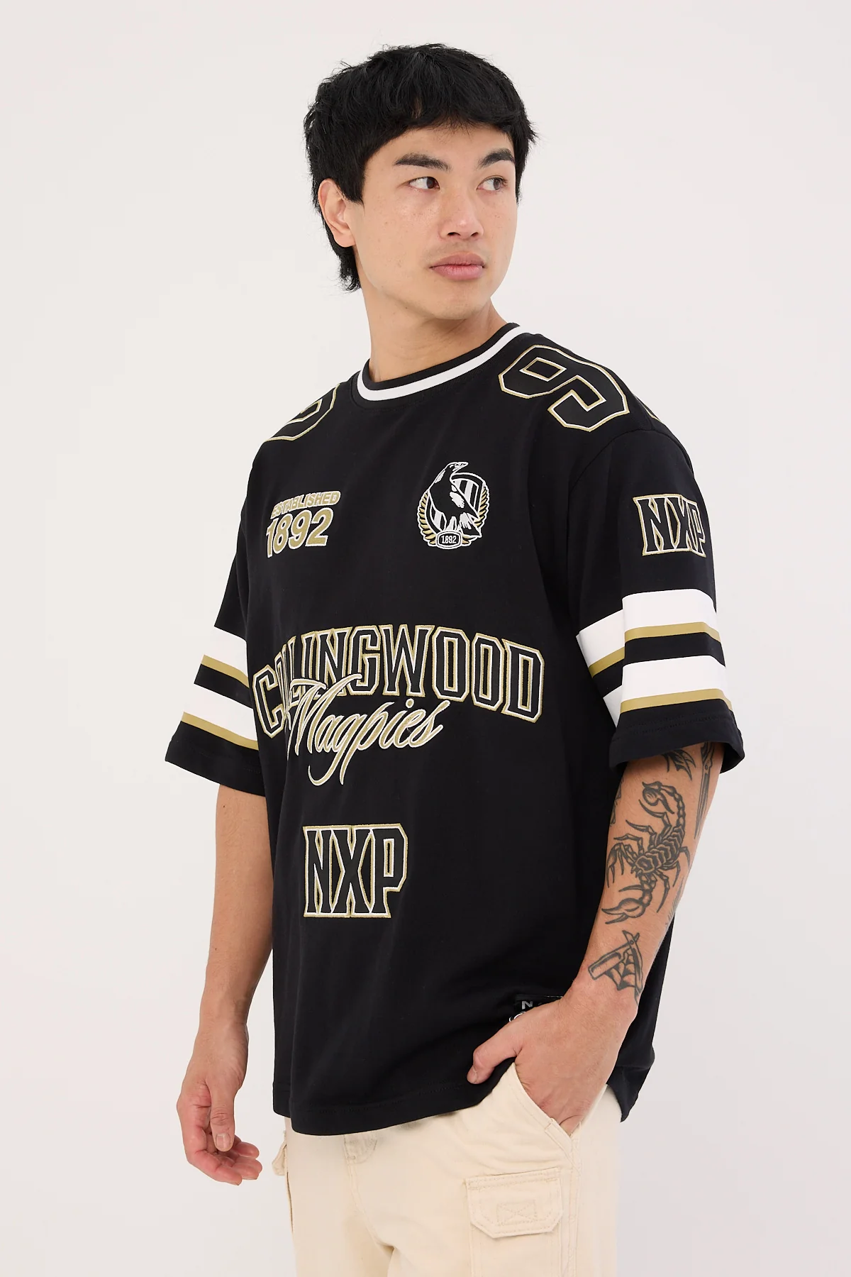 Nena & Pasadena Collingwood League Loopback Tee Jet Black - Image 5