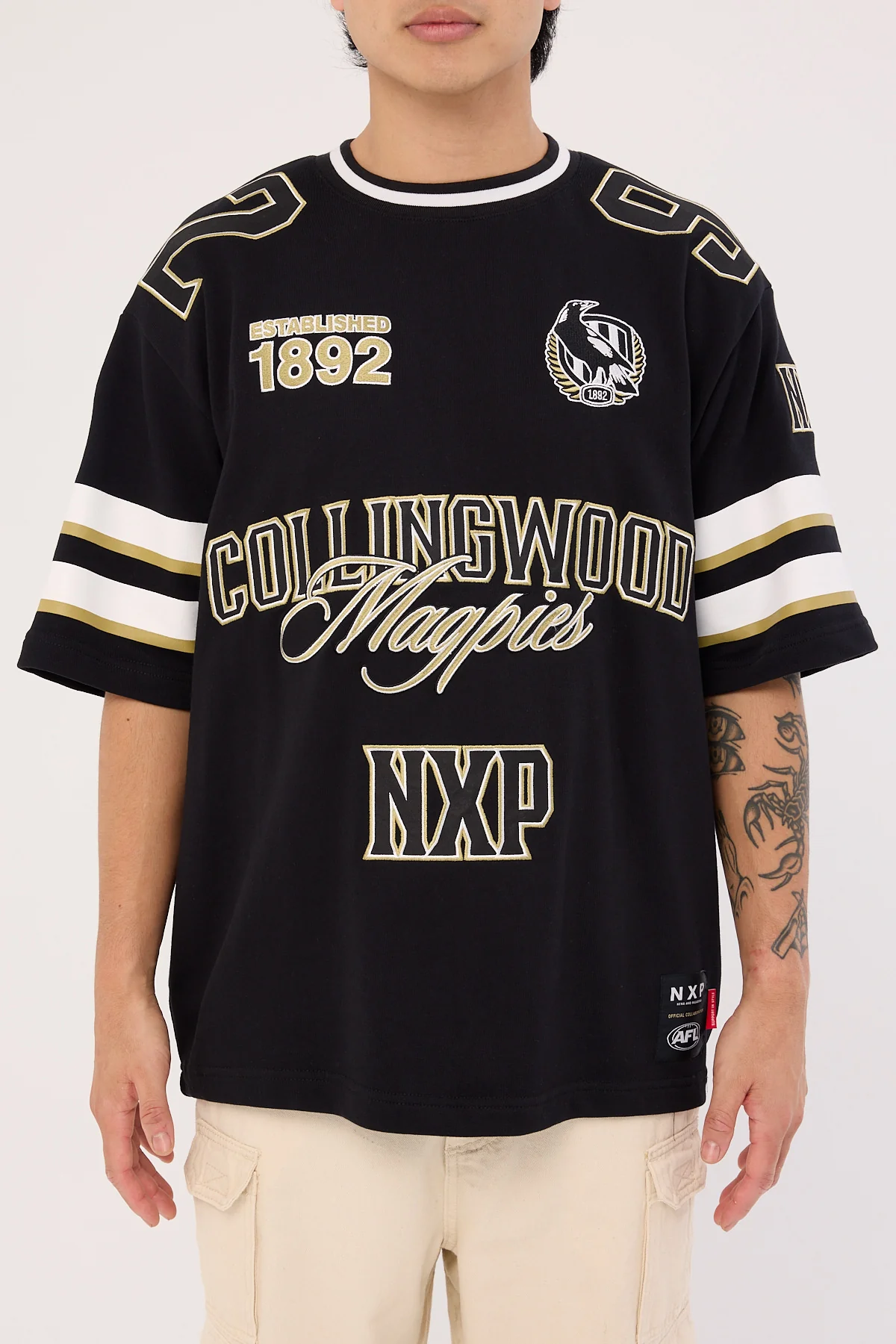 Nena & Pasadena Collingwood League Loopback Tee Jet Black - Image 8