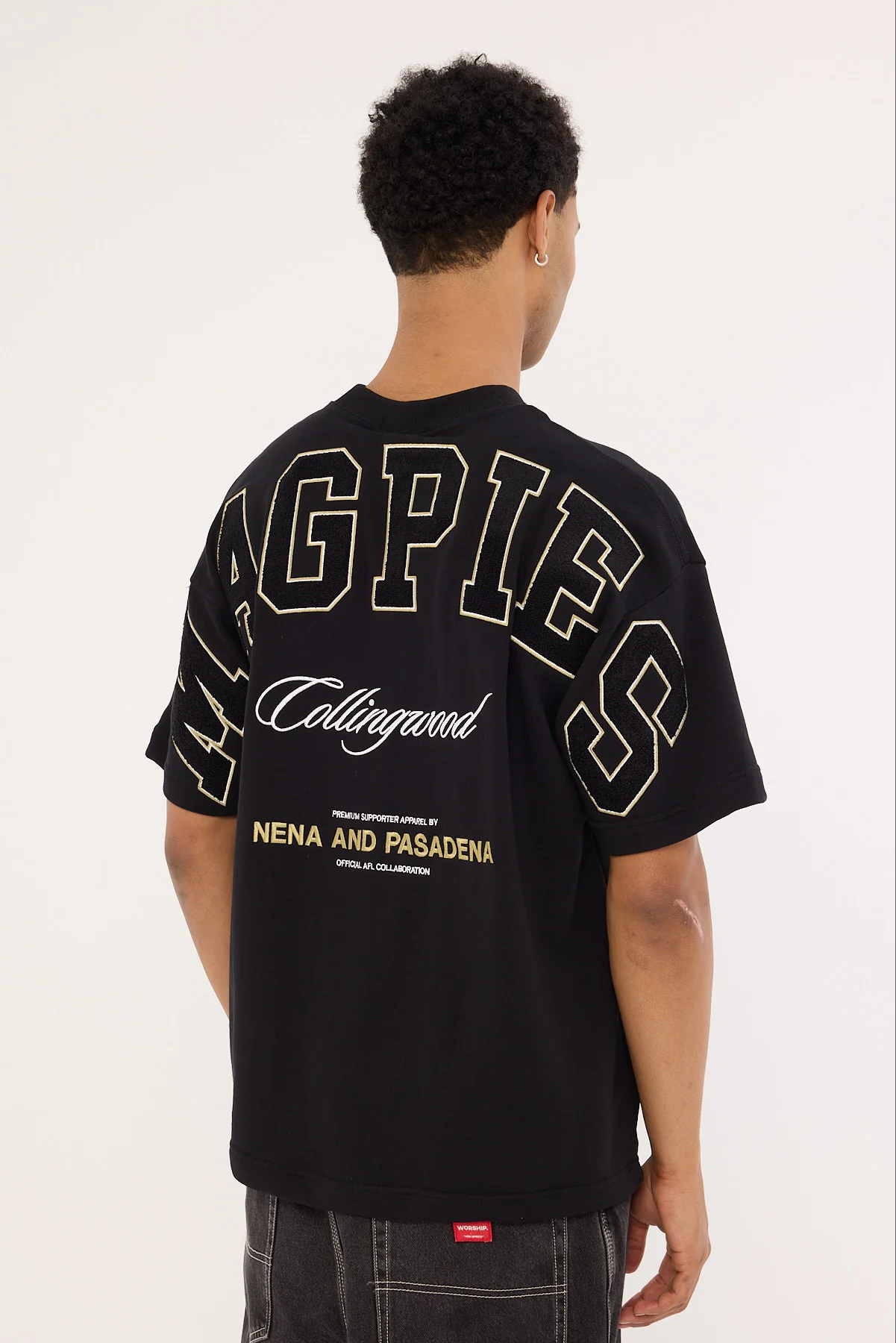 Nena & Pasadena Collingwood Stadium Loopback Tee Black