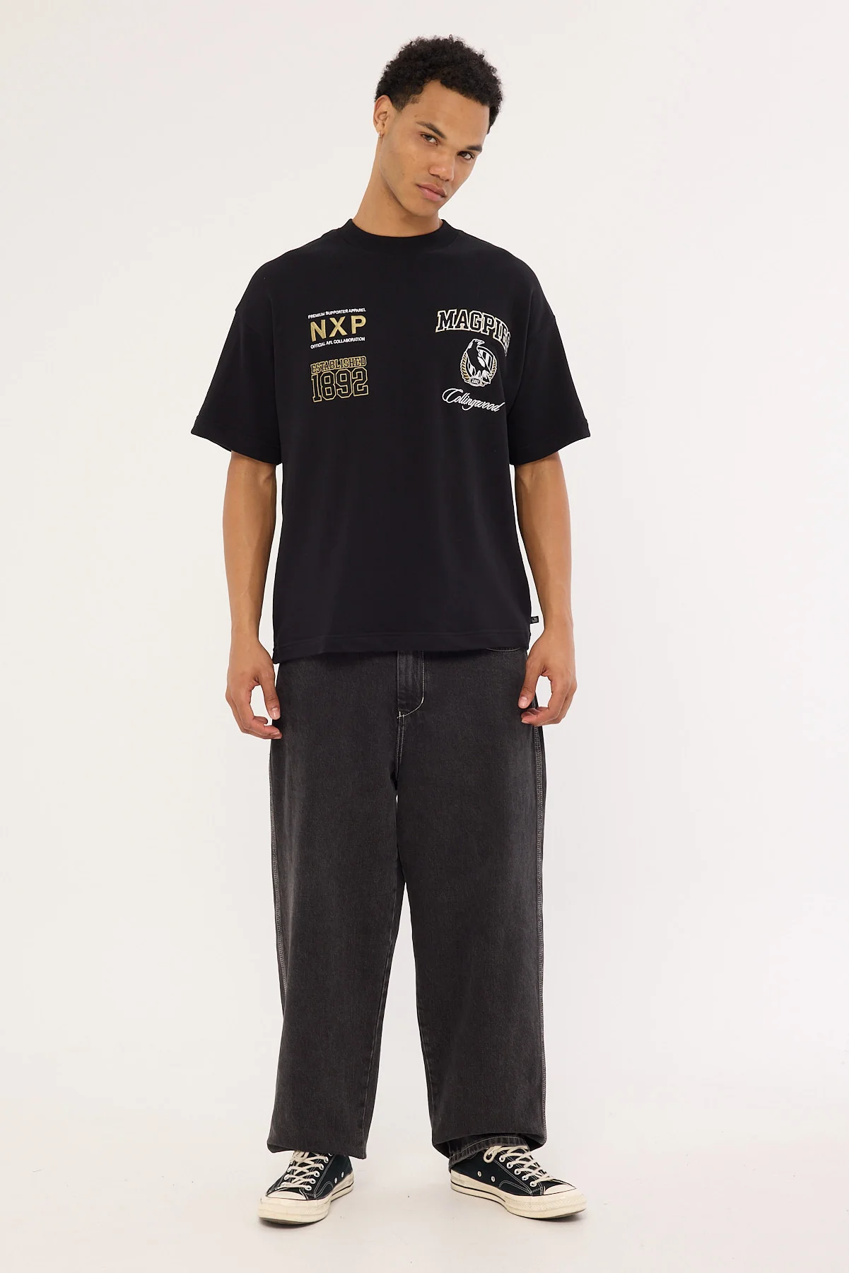 Nena & Pasadena Collingwood Stadium Loopback Tee Black - Image 3