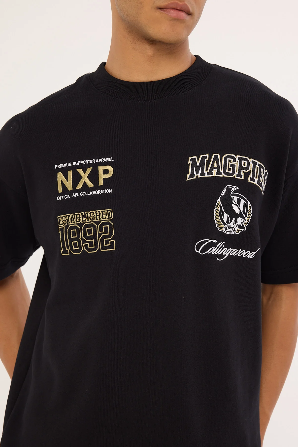 Nena & Pasadena Collingwood Stadium Loopback Tee Black - Image 5