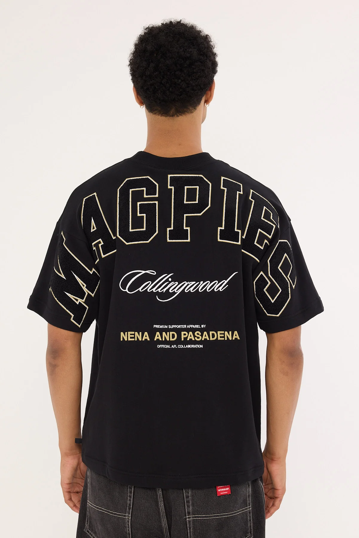 Nena & Pasadena Collingwood Stadium Loopback Tee Black - Image 8