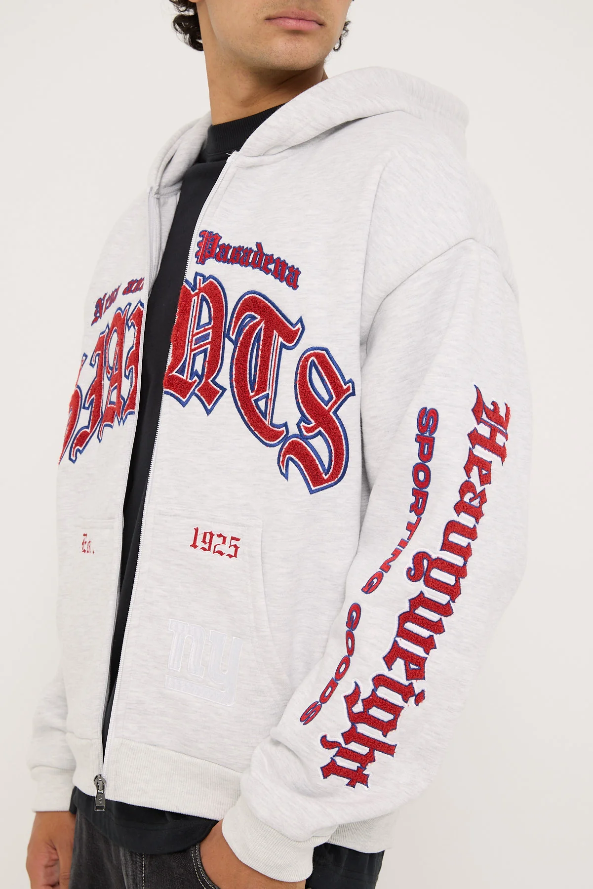 Nena & Pasadena NY-Giants Coach Zip Hoodie Snow Marle - Image 3