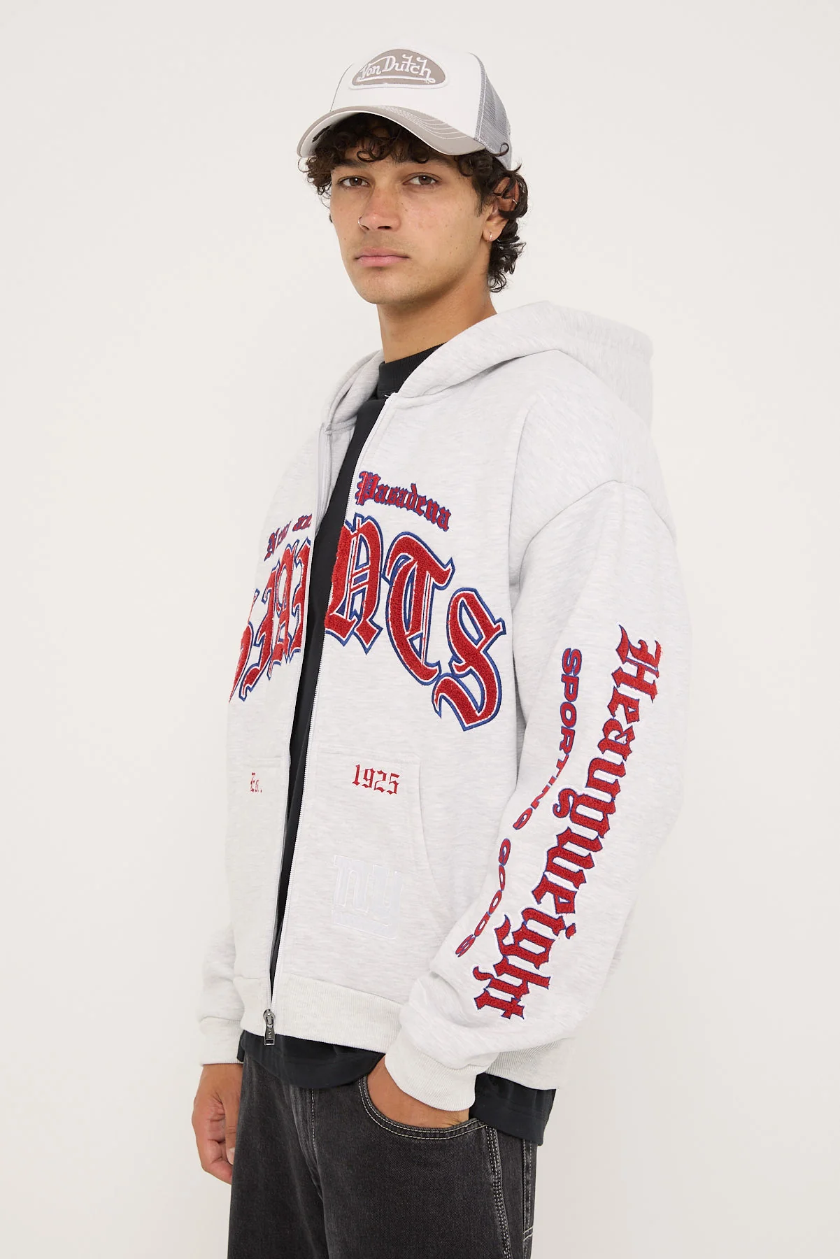 Nena & Pasadena NY-Giants Coach Zip Hoodie Snow Marle - Image 4