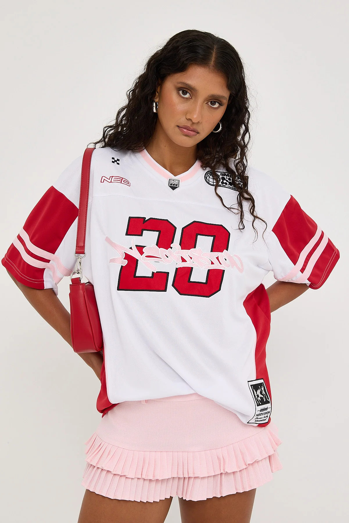 Neovision Absolution V Neck Jersey Tee White/Red - Image 3