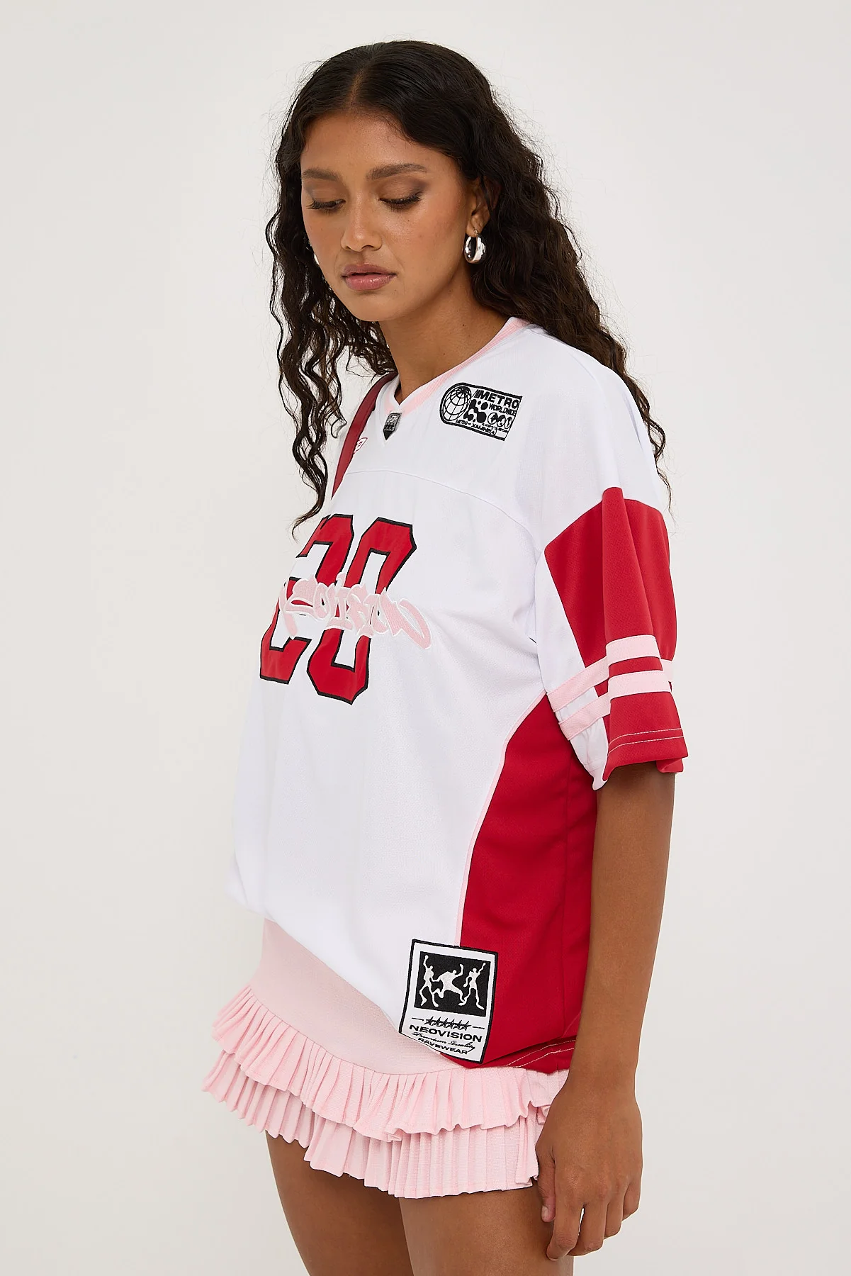 Neovision Absolution V Neck Jersey Tee White/Red - Image 4