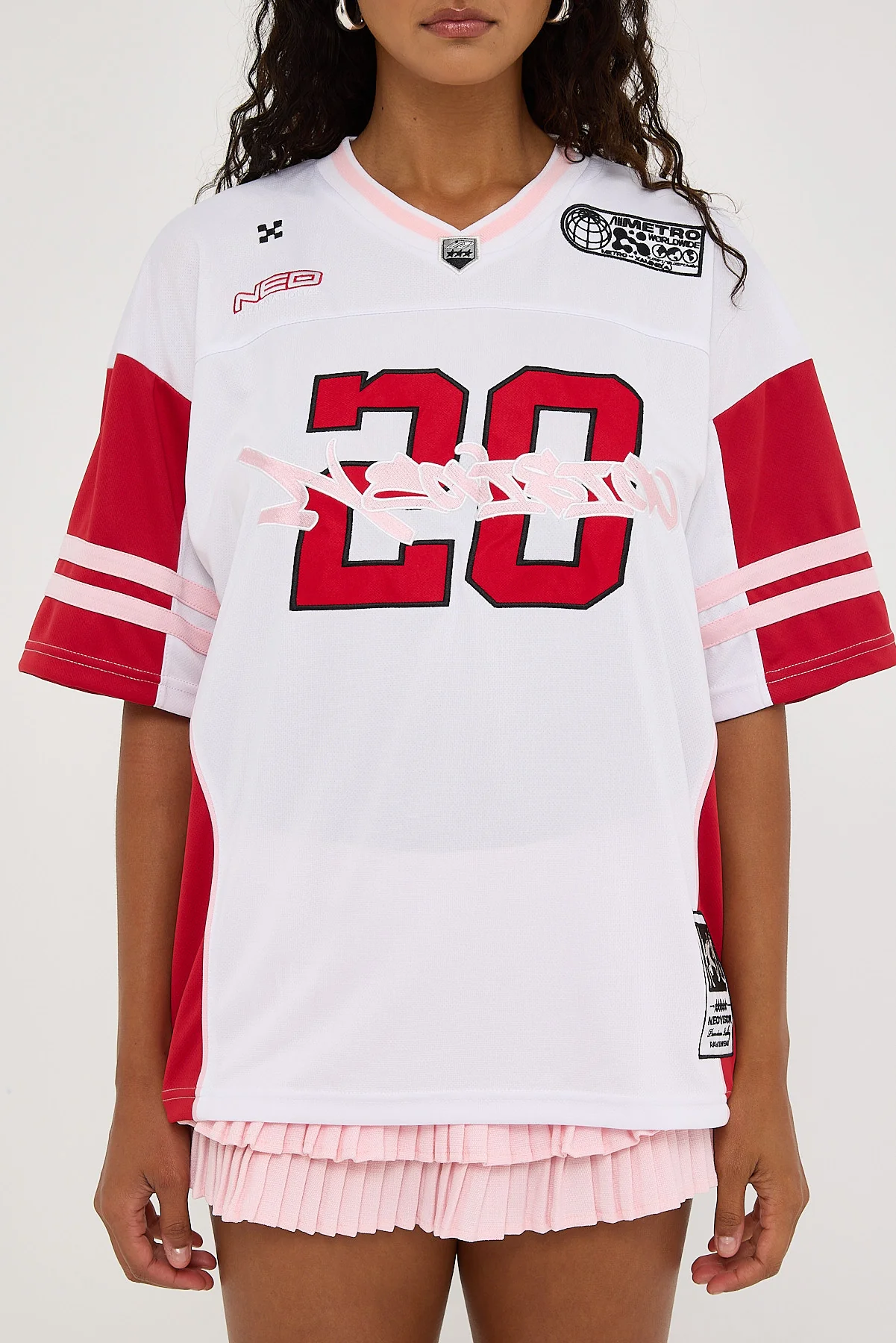 Neovision Absolution V Neck Jersey Tee White/Red - Image 7