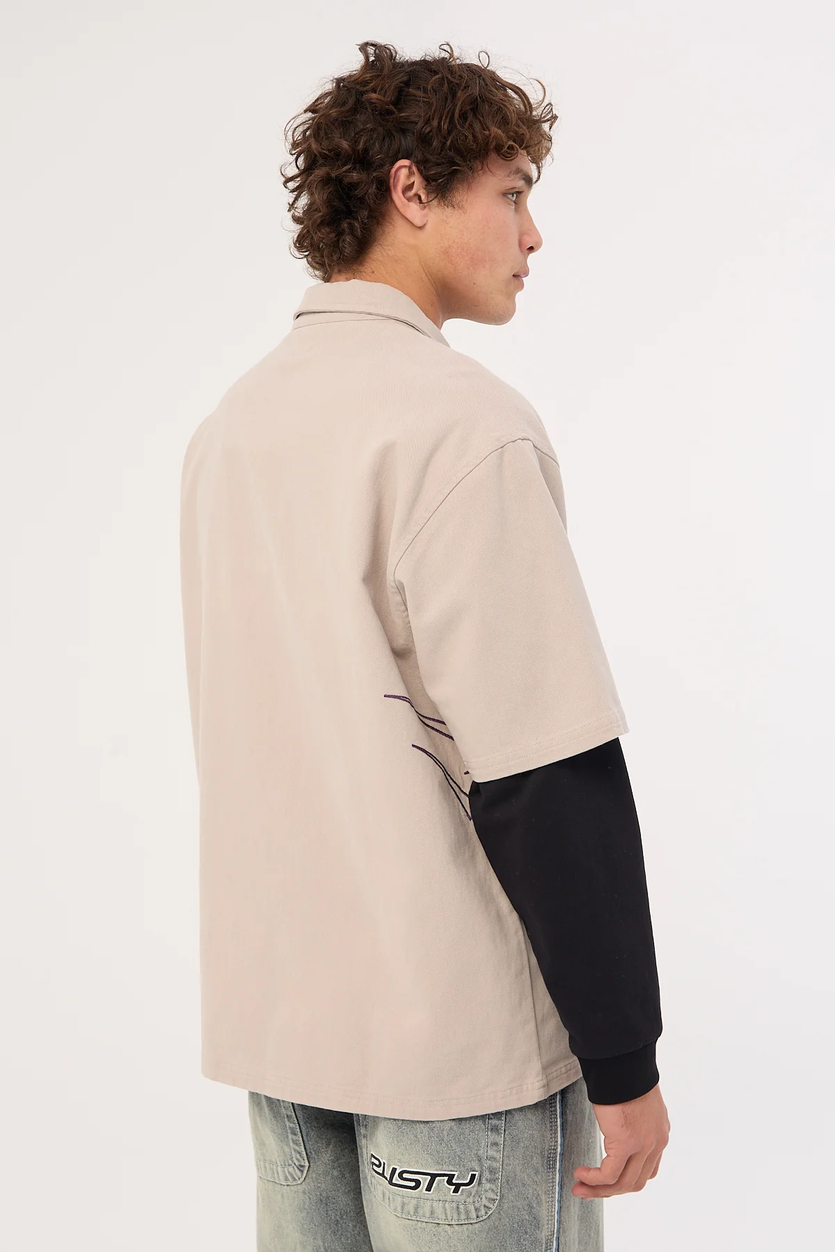 Neovision Aethera Oversize Zip Through Shirt Washed Grey - Image 6