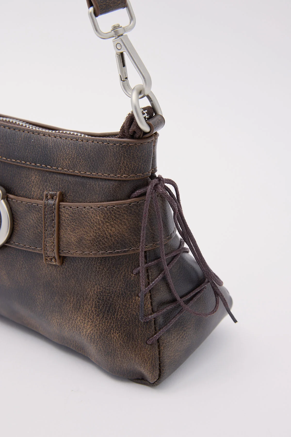 Neovision Asha Belted Lace Up Bag Washed Brown - Image 4