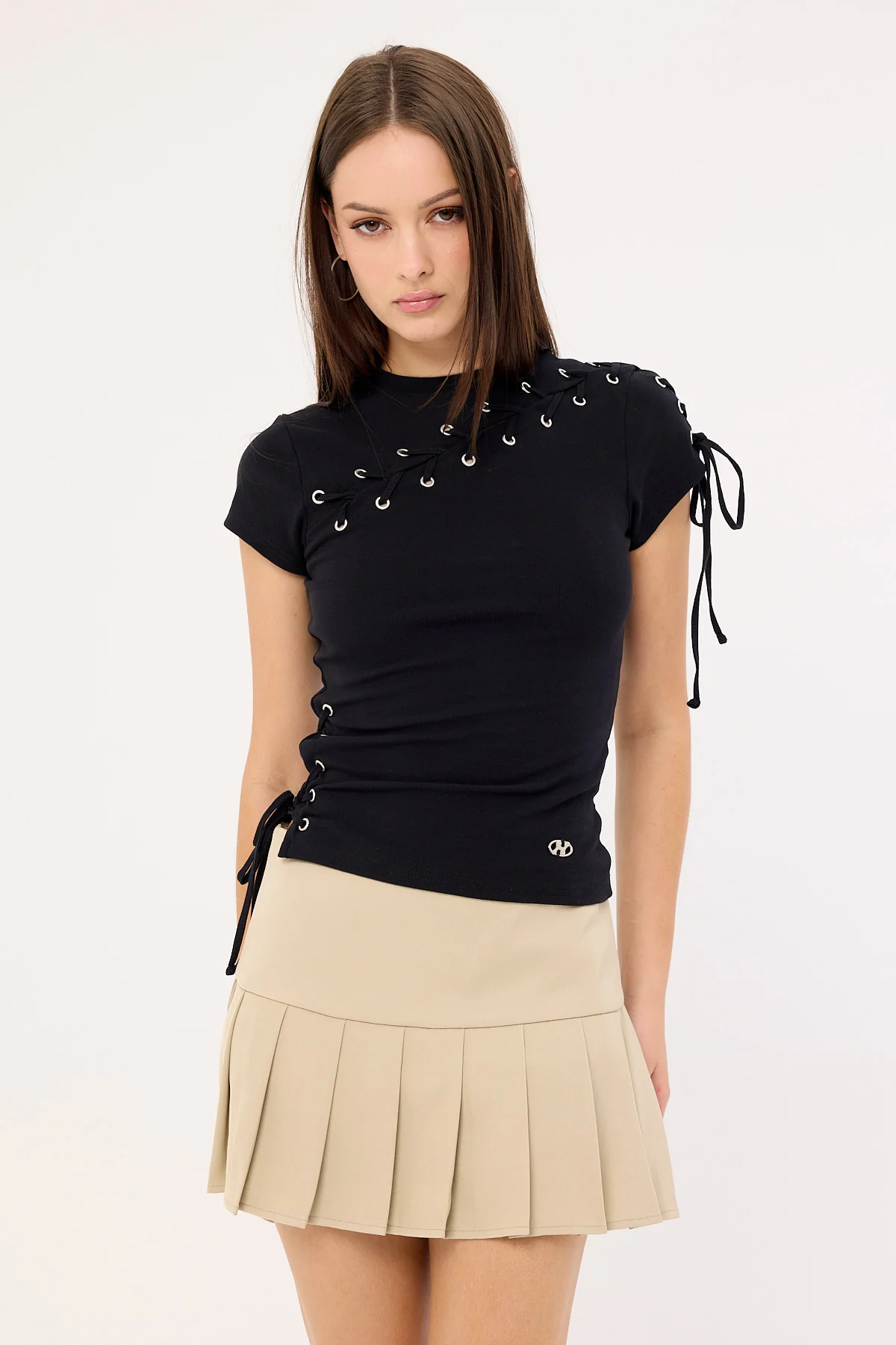 Neovision Backtalk Pleated Mini Skort Nude - Image 2