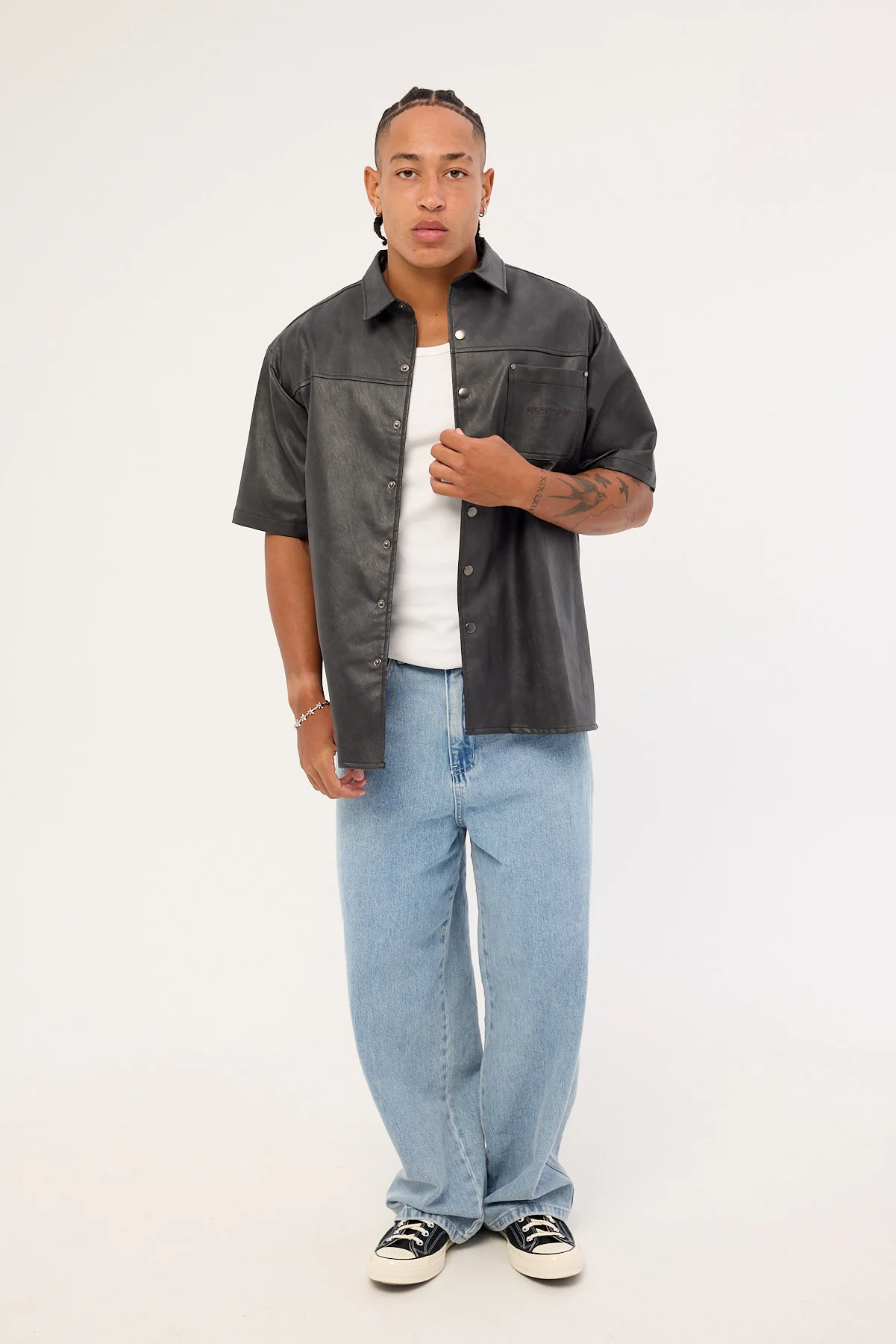 Neovision Base PU Oversize Shirt Black - Image 2
