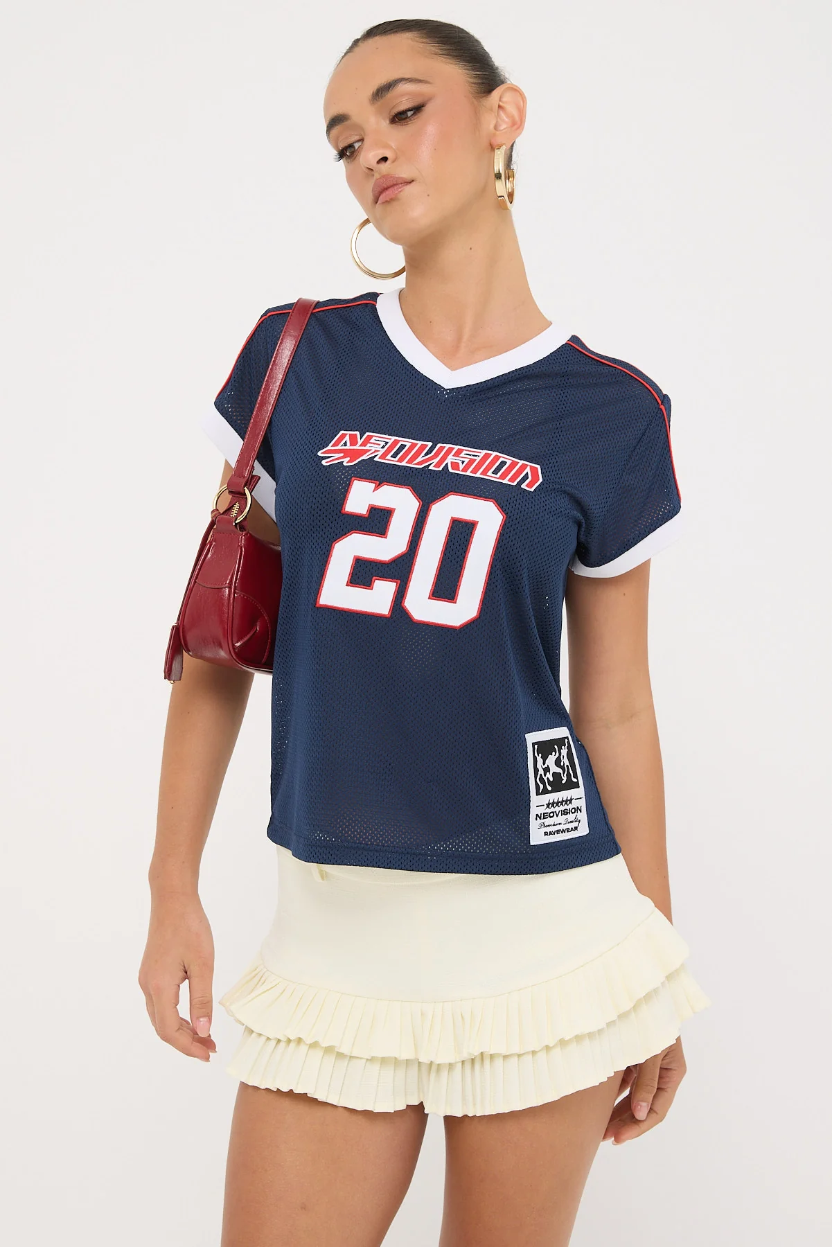 Neovision Baseline V Neck Jersey Relaxed Tee Navy - Image 2