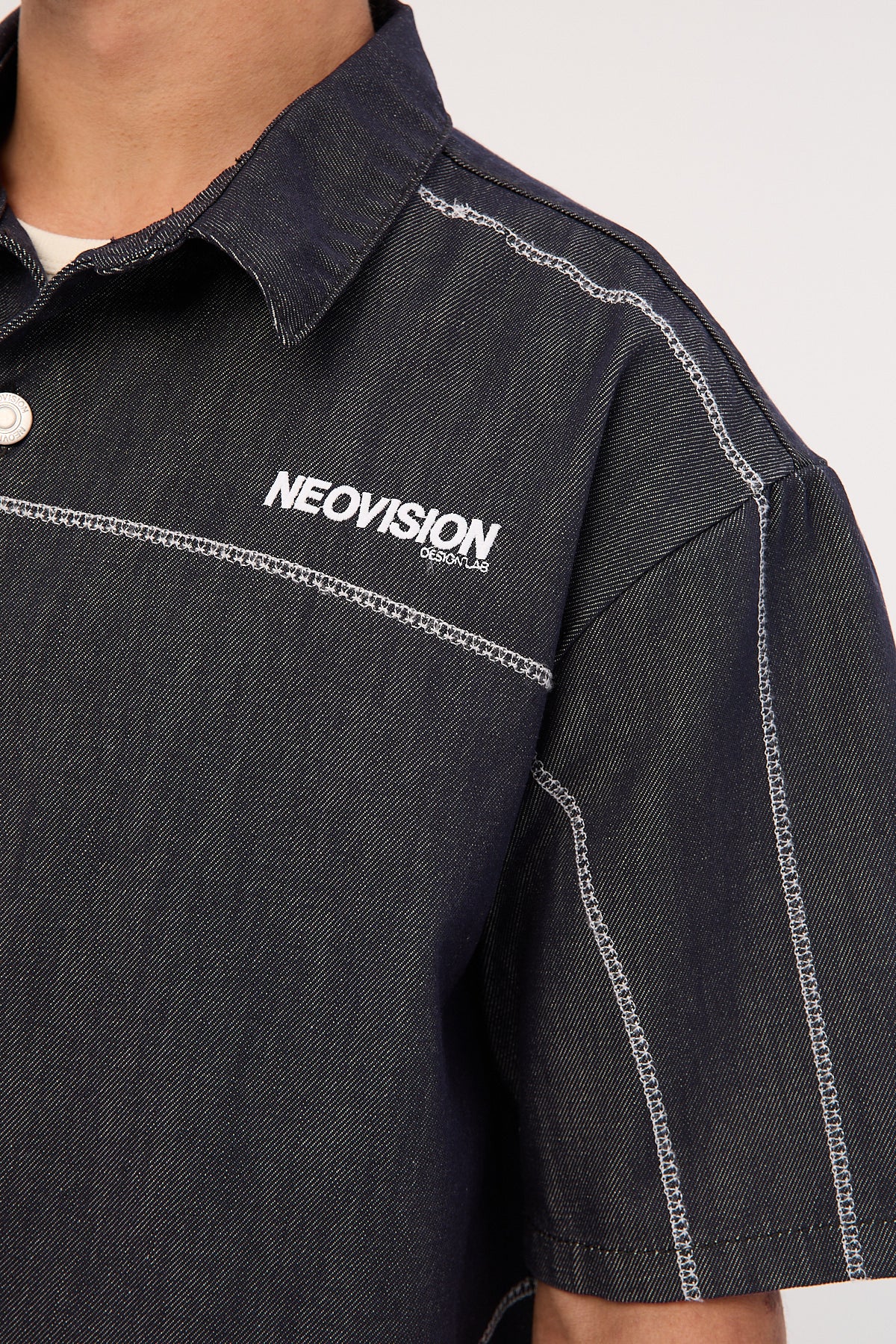 Neovision Bitrate Oversize Cropped Shirt Raw Indigo - Image 6
