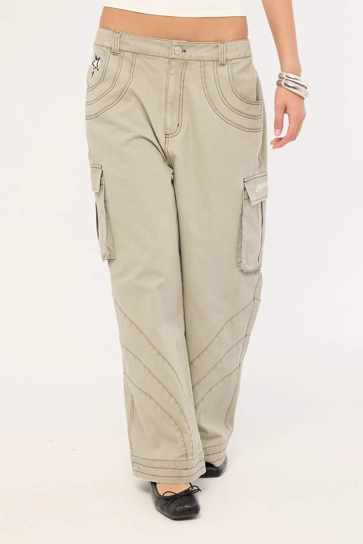 Neovision Censored Panelled Cargo Pant Stone - Image 2