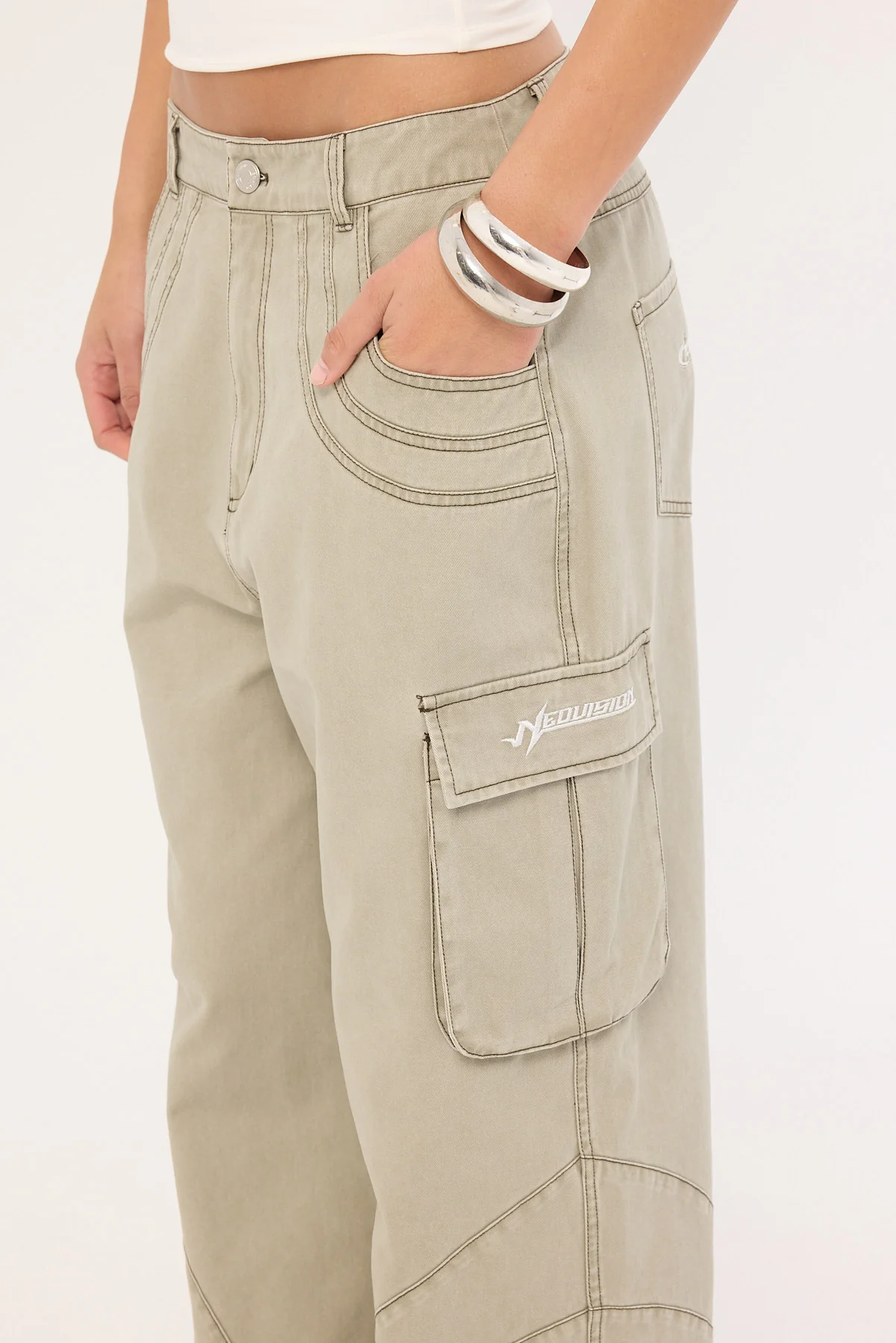 Neovision Censored Panelled Cargo Pant Stone - Image 7