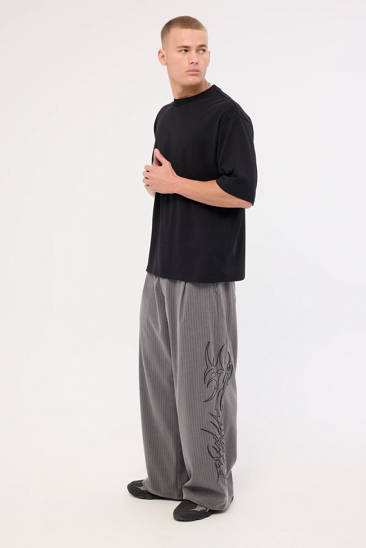 Neovision Chasm Desolate Tailored Trouser Grey/Black Stripe - Image 4