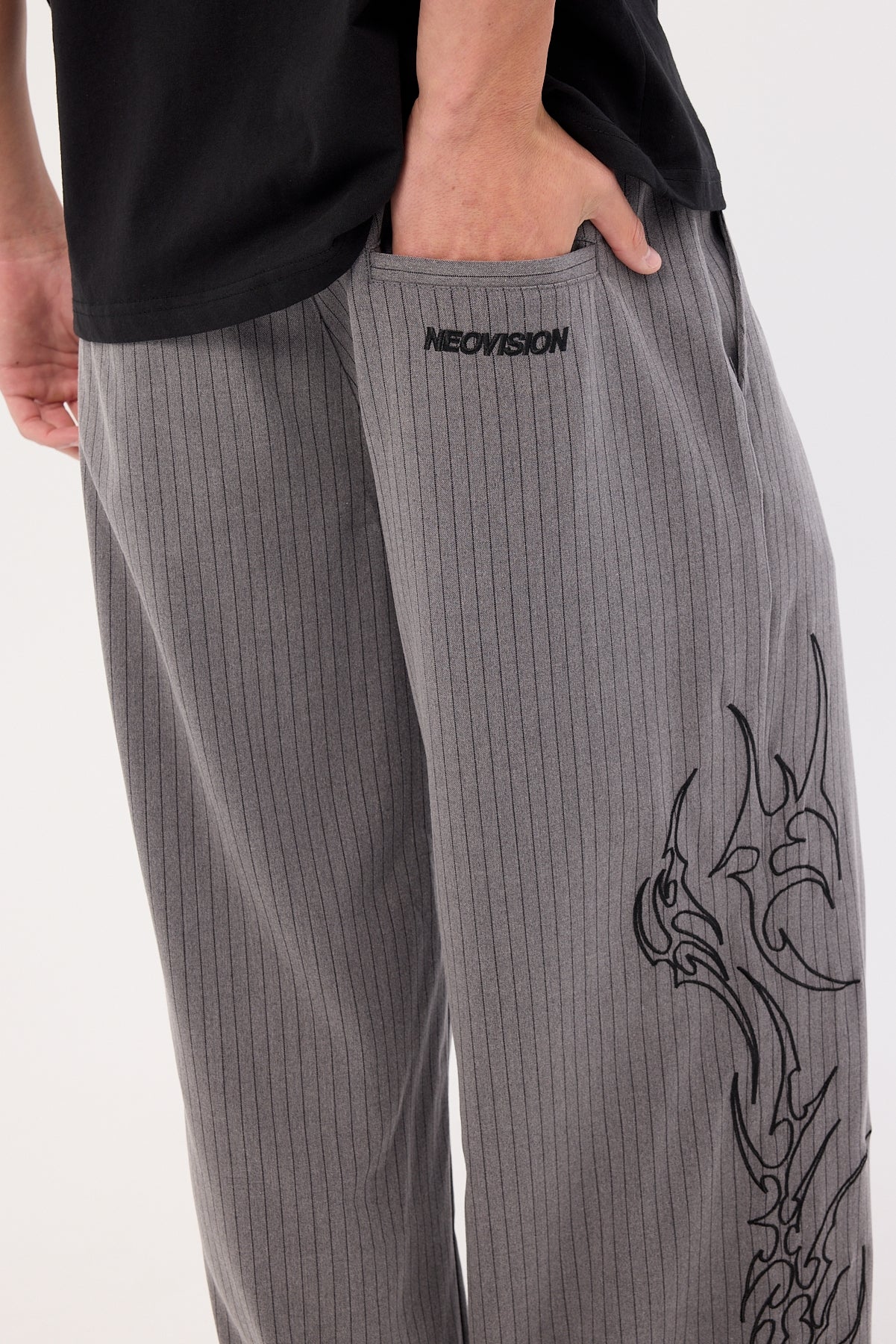 Neovision Chasm Desolate Tailored Trouser Grey/Black Stripe - Image 6