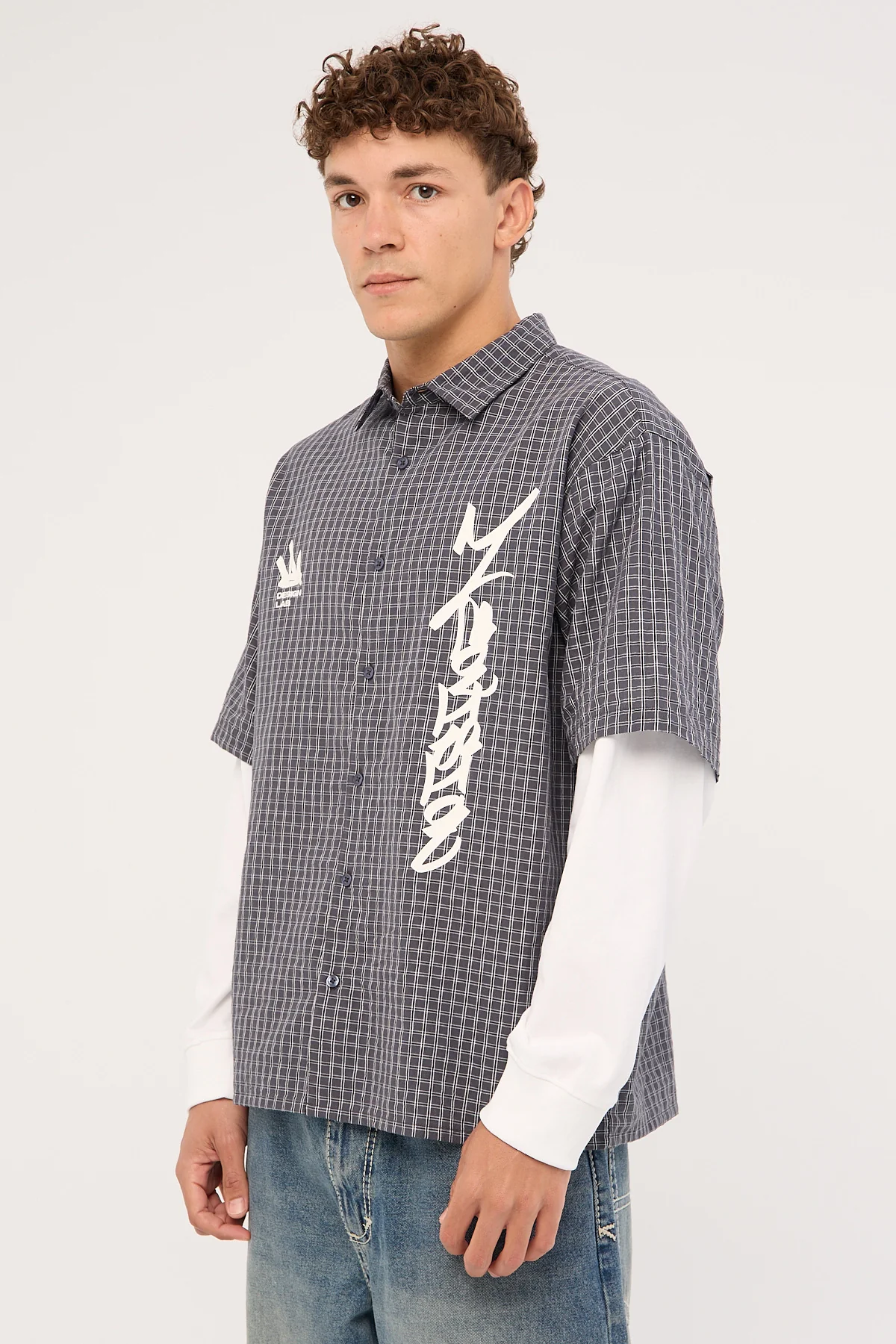 Neovision Clash Layered Long Sleeve Shirt Charcoal Check - Image 5