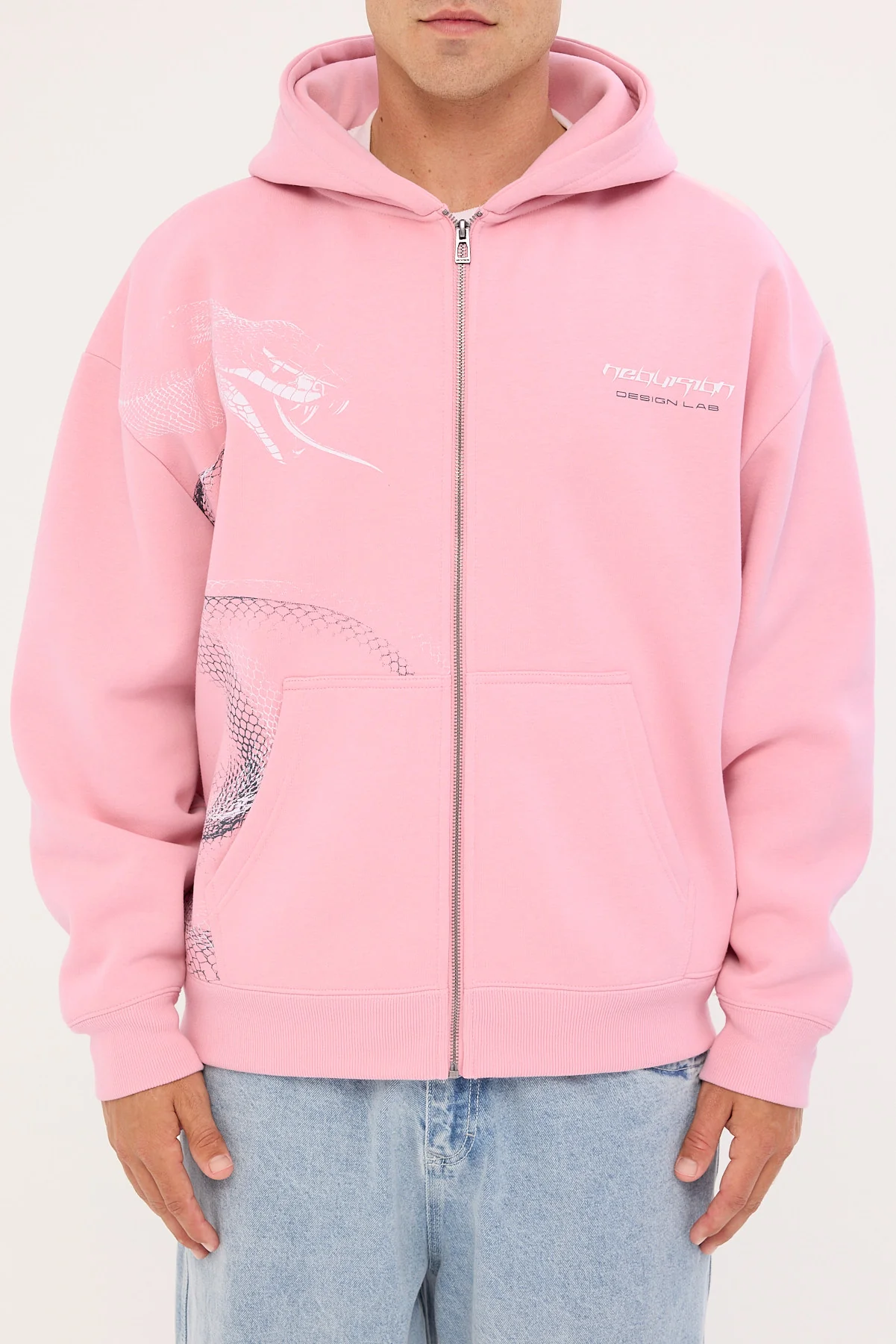 Neovision Coil Zip Through Street Hoodie Icing Pink - Image 7