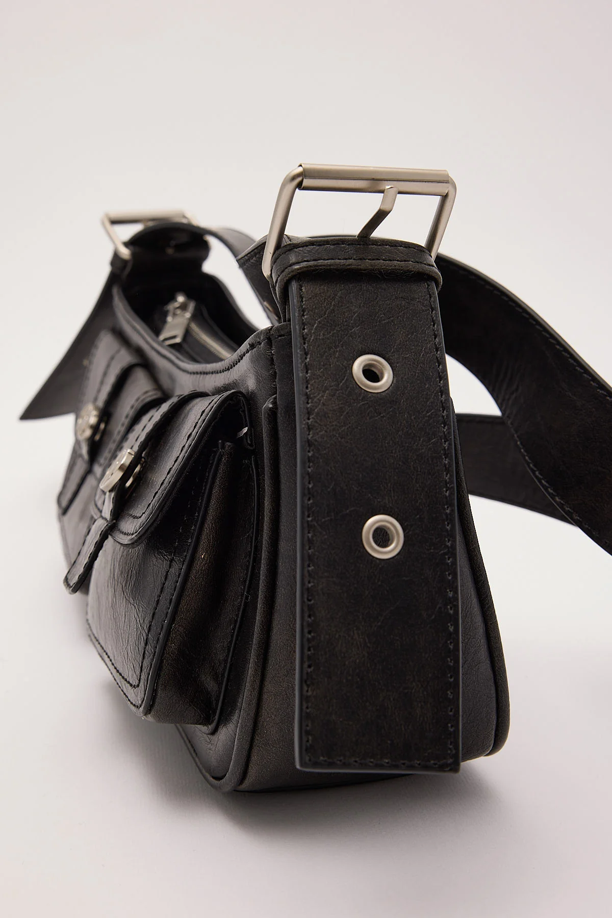 Neovision Contessa Multi Pocket Handbag Washed Black - Image 3