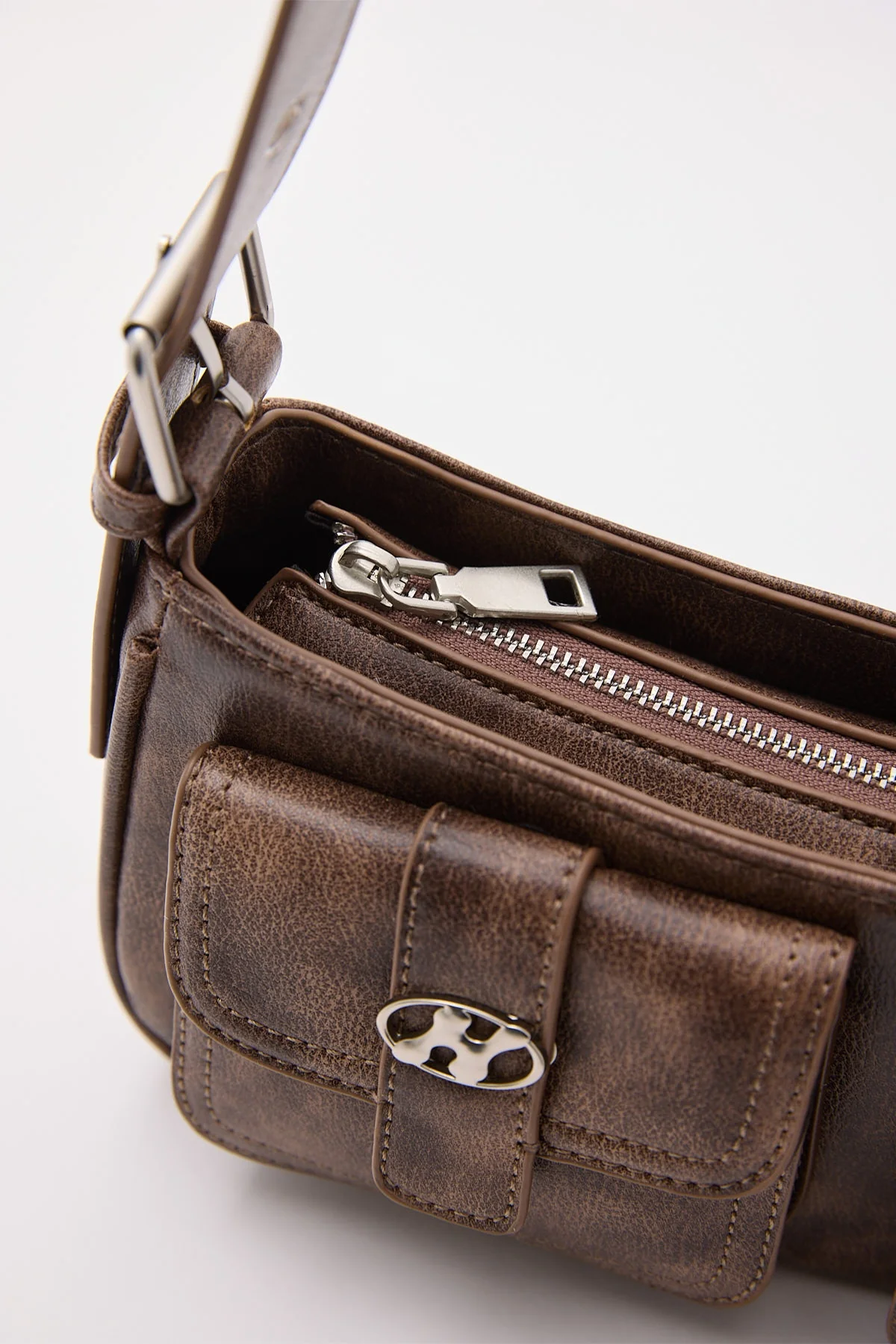 Neovision Contessa Multi Pocket Handbag Washed Brown - Image 3