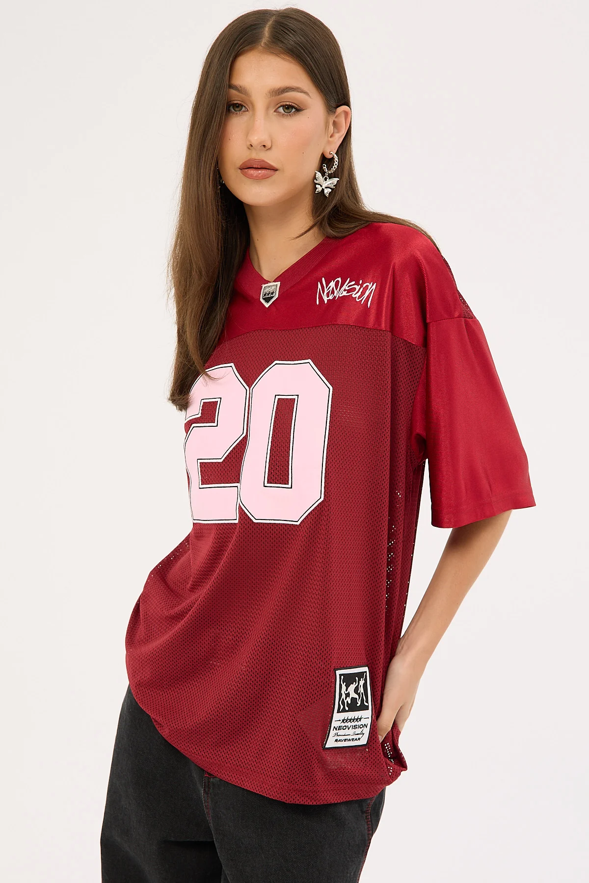Neovision Crucial V Neck Jersey Tee Burgundy