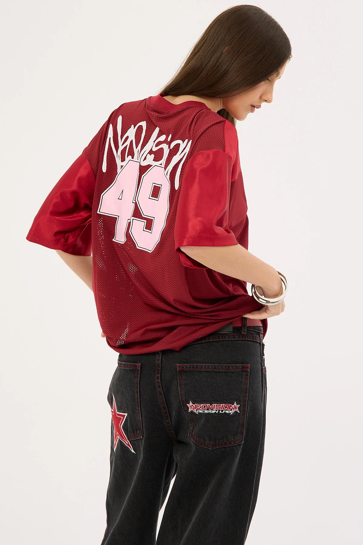 Neovision Crucial V Neck Jersey Tee Burgundy - Image 3