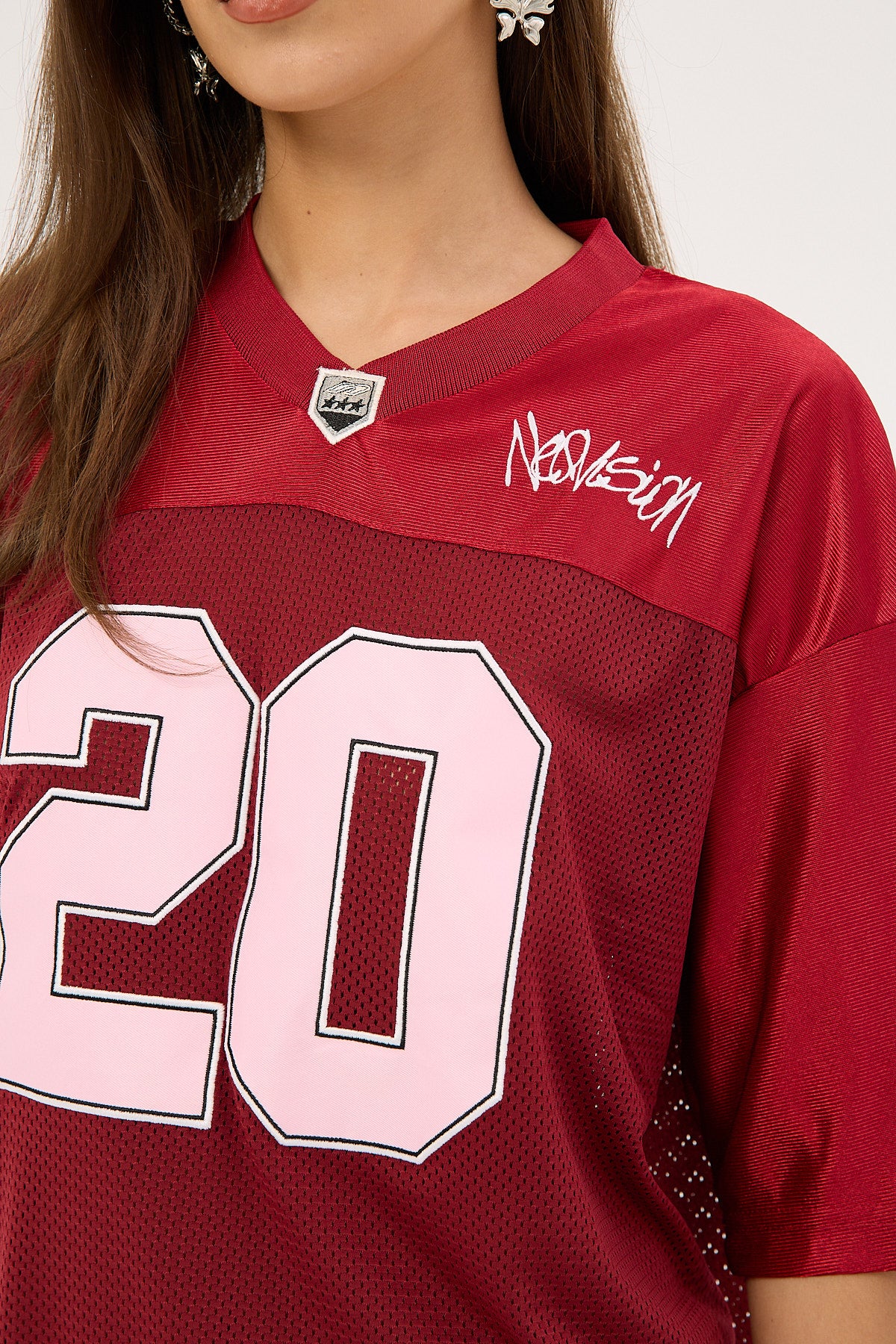 Neovision Crucial V Neck Jersey Tee Burgundy - Image 5