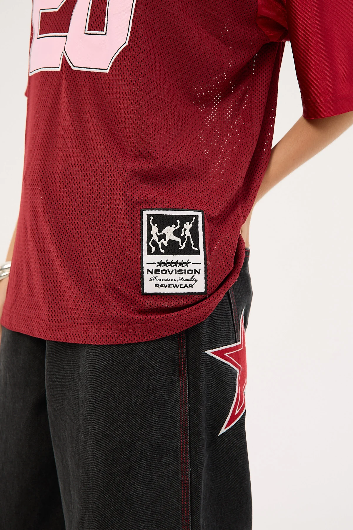 Neovision Crucial V Neck Jersey Tee Burgundy - Image 6