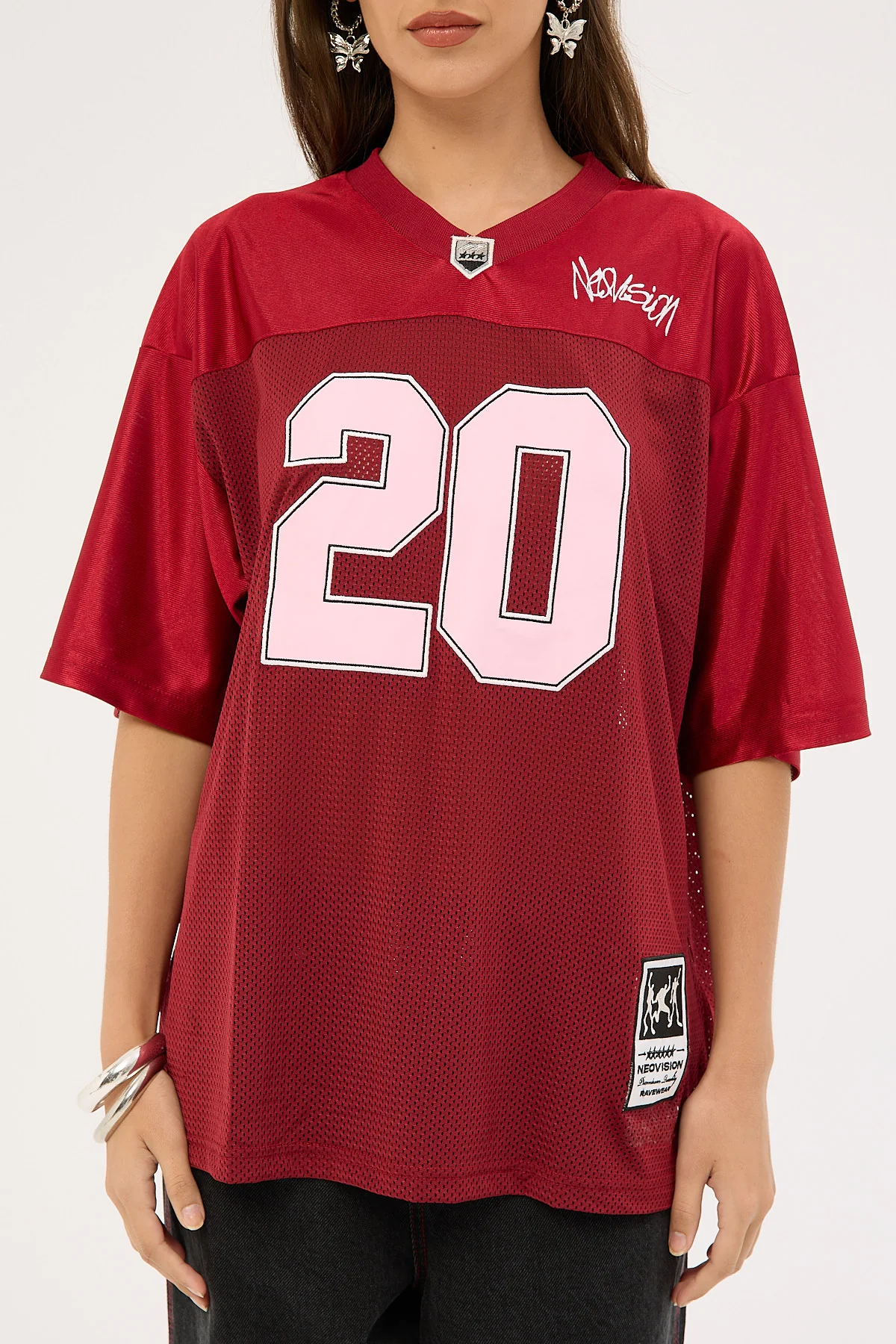 Neovision Crucial V Neck Jersey Tee Burgundy - Image 7