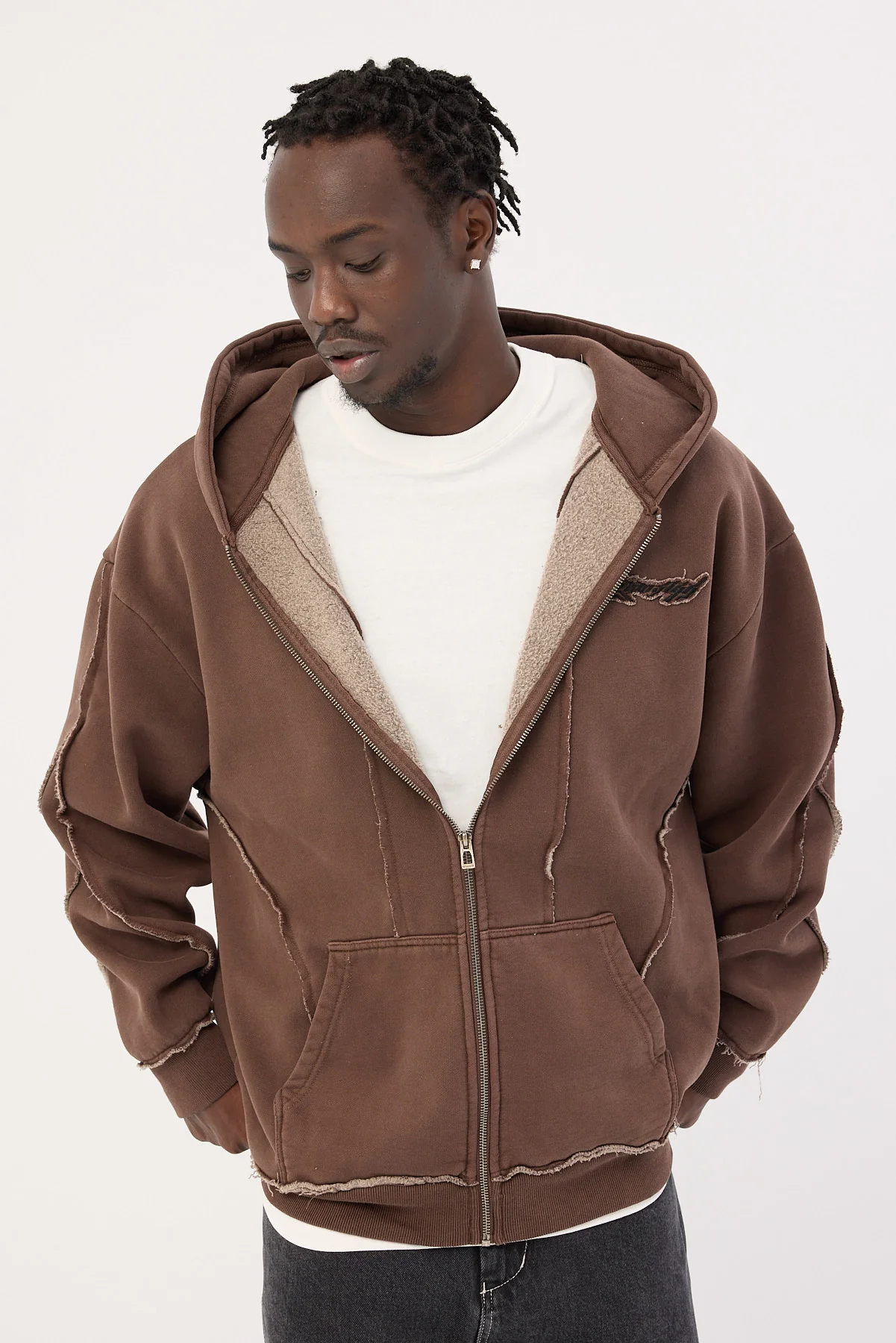 Neovision Cyber Full-Zip Hoodie Washed Choc - Image 2