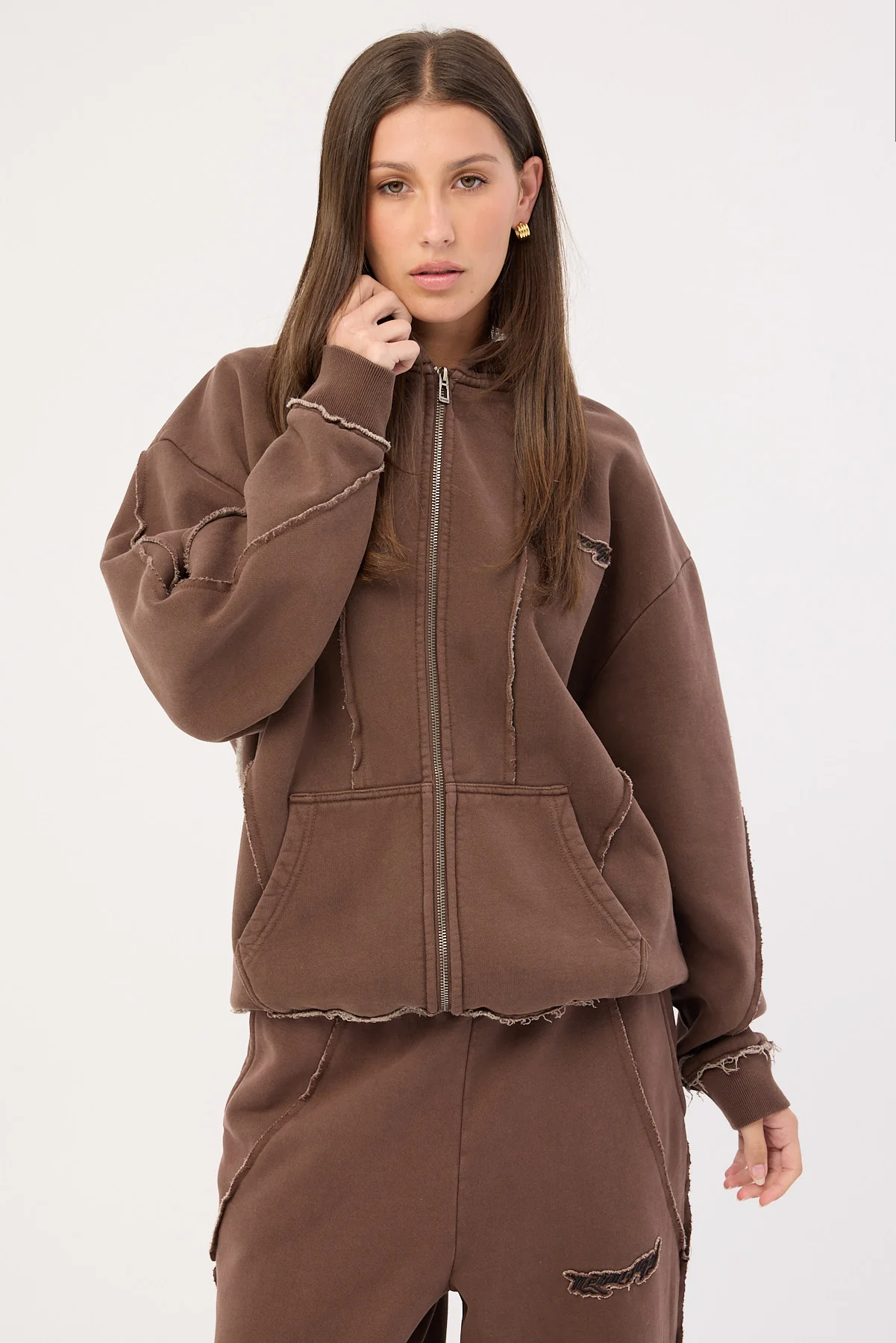 Neovision Cyber Full-Zip Hoodie Washed Choc - Image 4