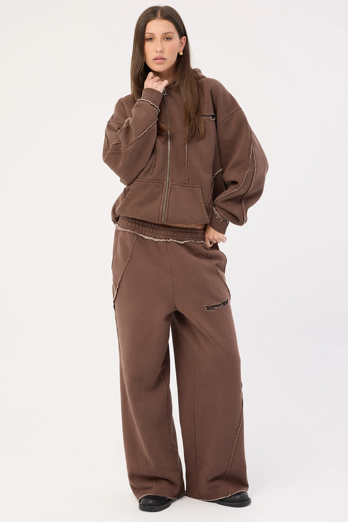 Neovision Cyber Full-Zip Hoodie Washed Choc - Image 5