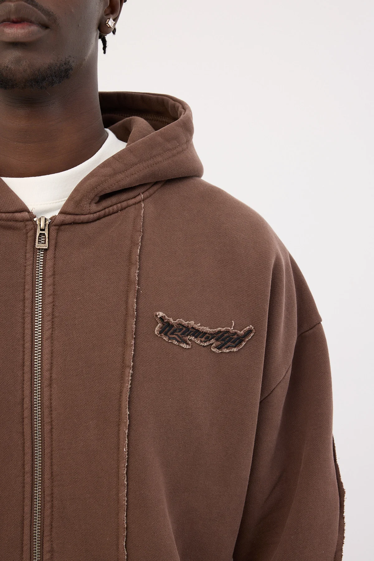 Neovision Cyber Full-Zip Hoodie Washed Choc - Image 9