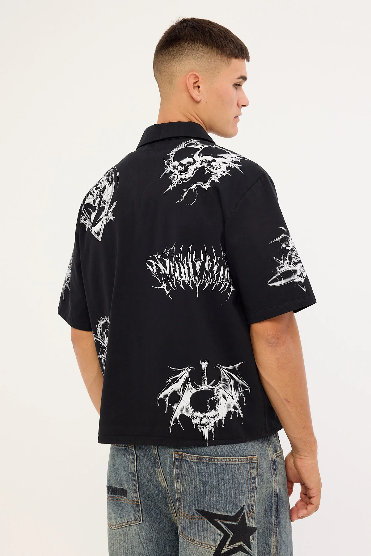 Neovision Deadset Boxy Cropped Resort Shirt Black - Image 5