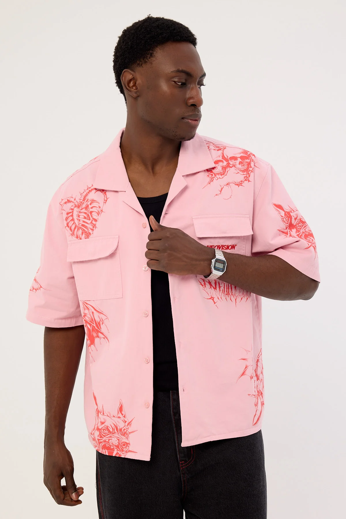 Neovision Deadset Boxy Cropped Resort Shirt Pink