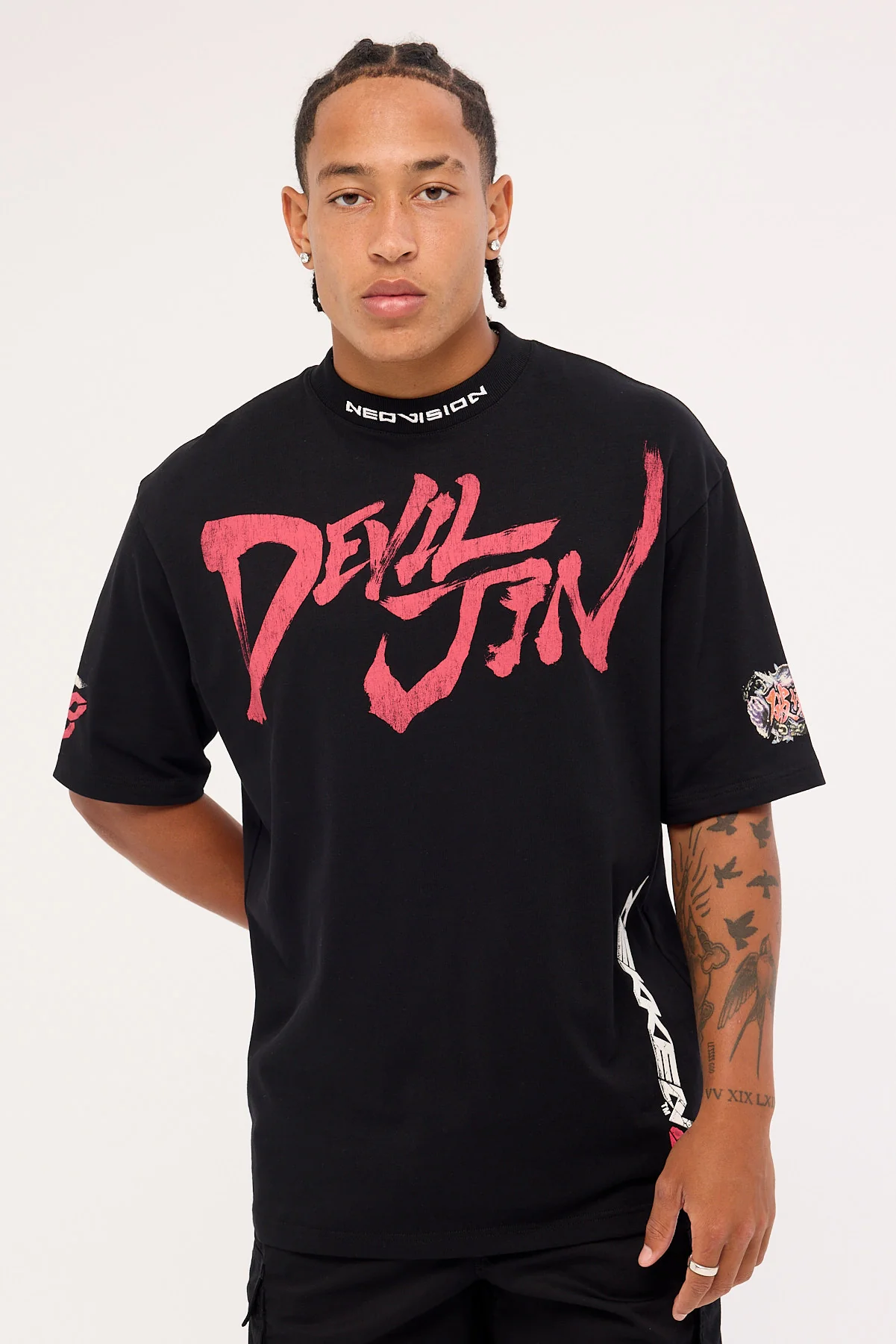 Neovision Devil Jin Graffiti Oversize Super Heavy Tee Black - Image 5