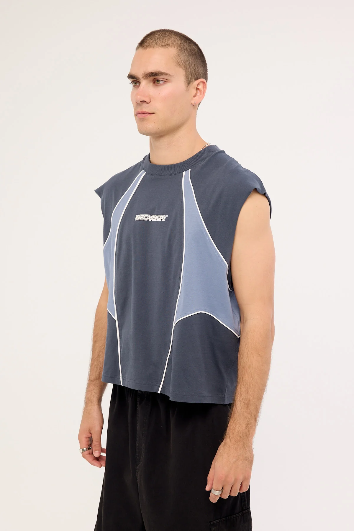 Neovision Divide Cropped Muscle Tank Steel - Image 4